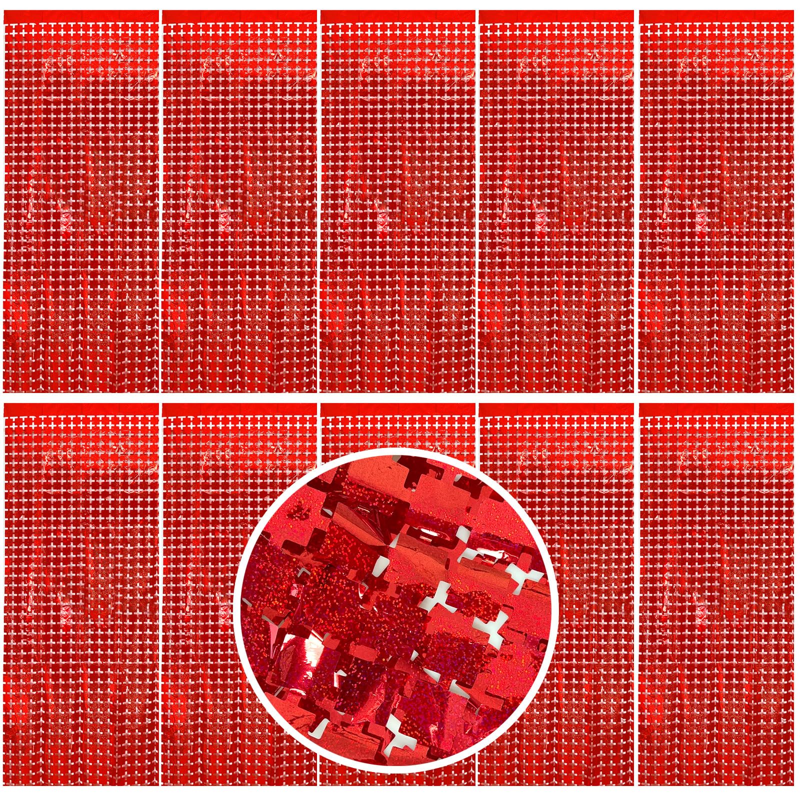 Square Tinsel Curtain Party Backdrop   10Pcs Glitter Foil Fringe Curtain Party Decor Red Photo Booth Backdrop Streamers For Hall