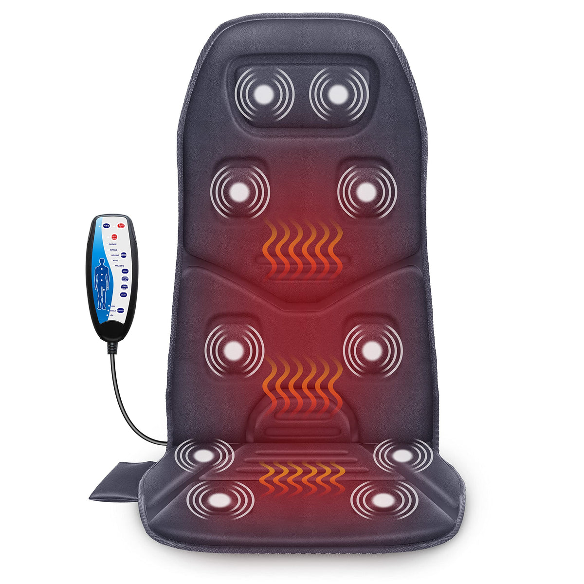 Comfier Back Massager With Heat, 10 Motors Vibration Seat Massager, Chair Massage Pad, Heated Chair Pad, Chair Warmer,Gifts For