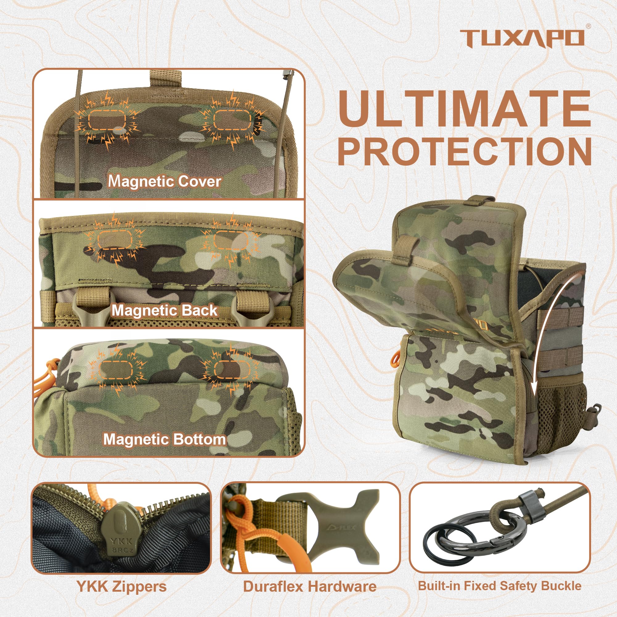 Tuxapo Binocular Harness Chest Pack With Rangefinder Pouch 2.0 New Bino Case For Hunting Hiking Shooting