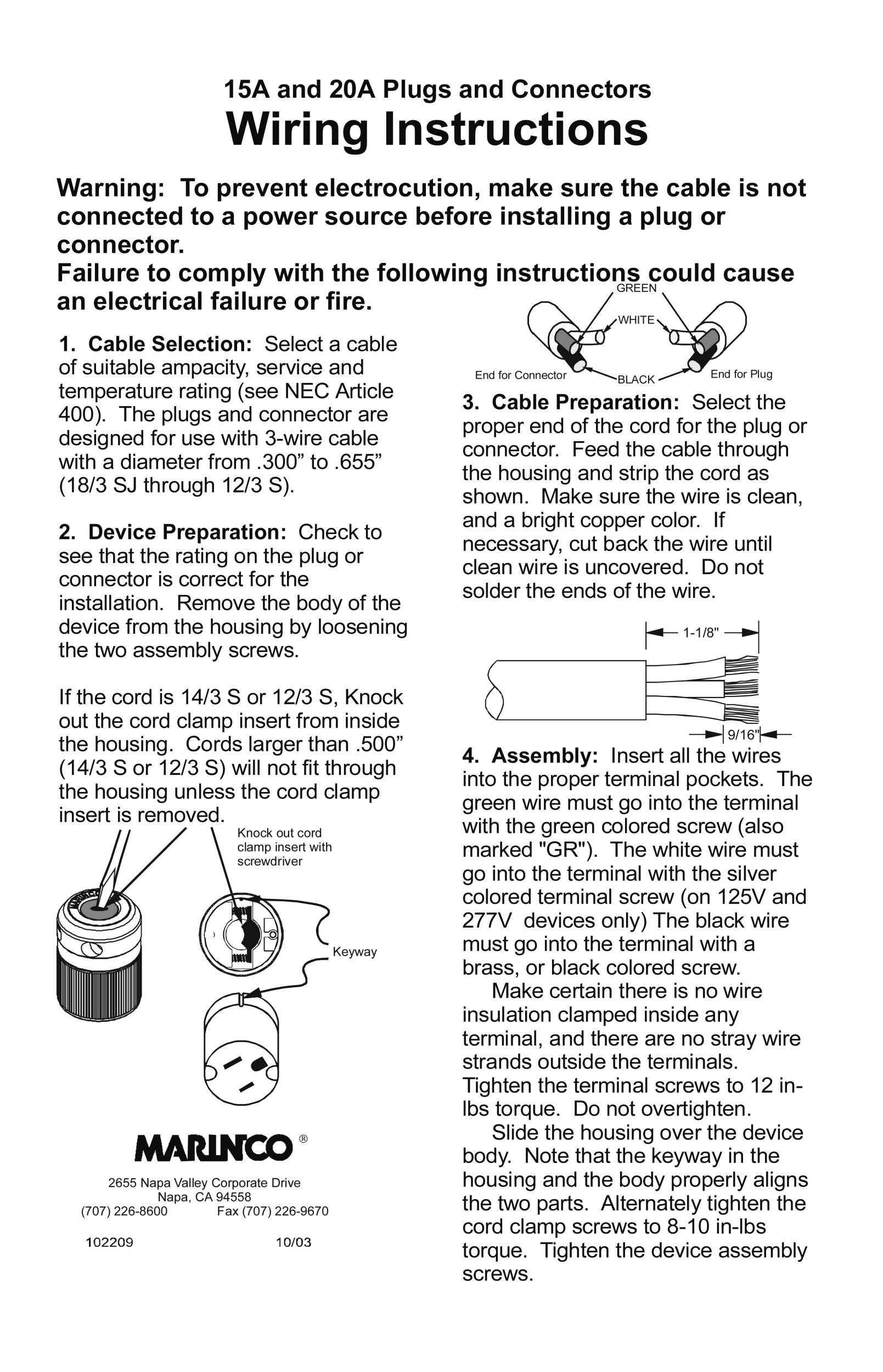Marinco 5269Cr Connectors,15A, 125V
