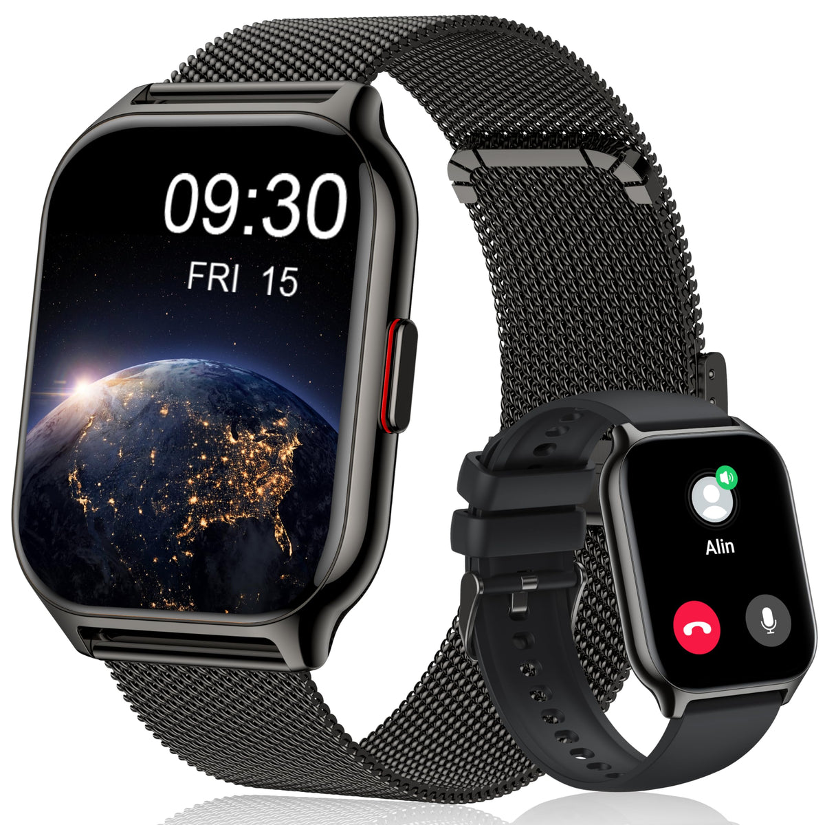 Popglory Smart Watch Answer/Make Calls, 2.01'' Smartwatch With Ai Voice Control, Blood Pressure/Spo2/Heart Rate Monitor, Fitness