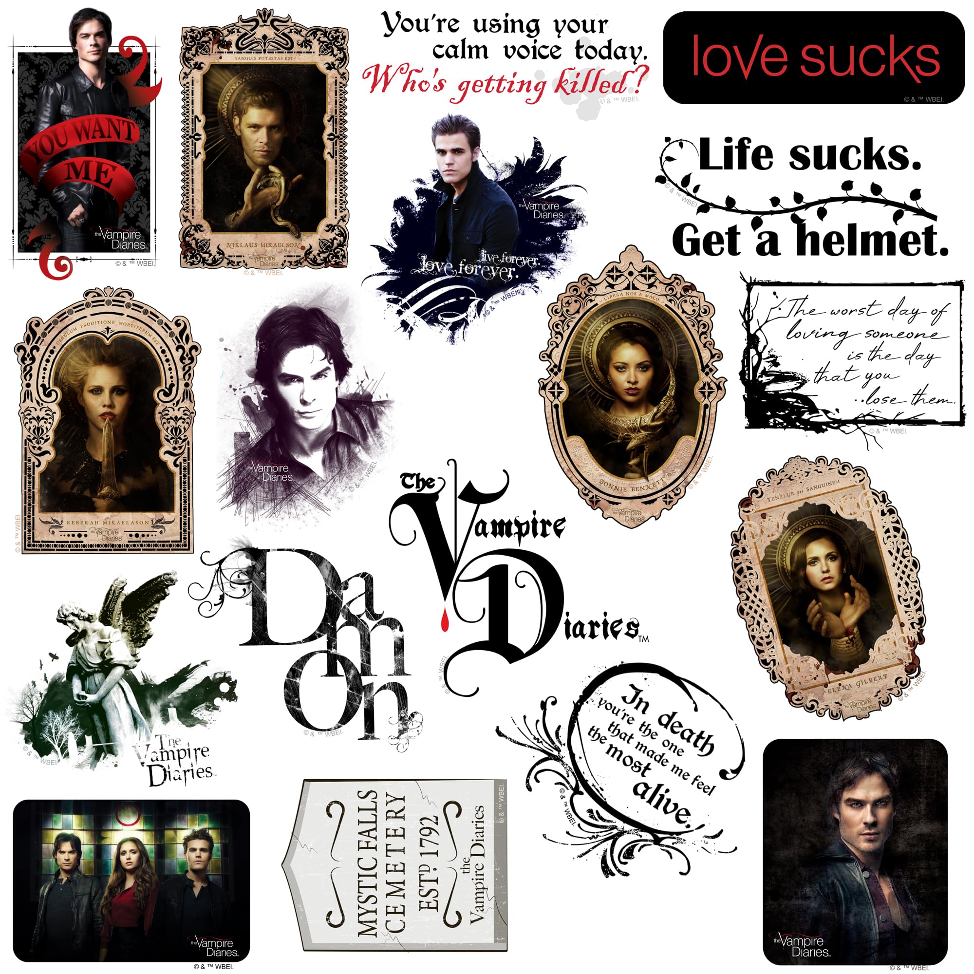 The Vampire Diaries 50Ct Vinyl Large Deluxe Stickers Variety Pack   Laptop, Water Bottle, Scrapbooking, Tablet, Skateboard, Indo