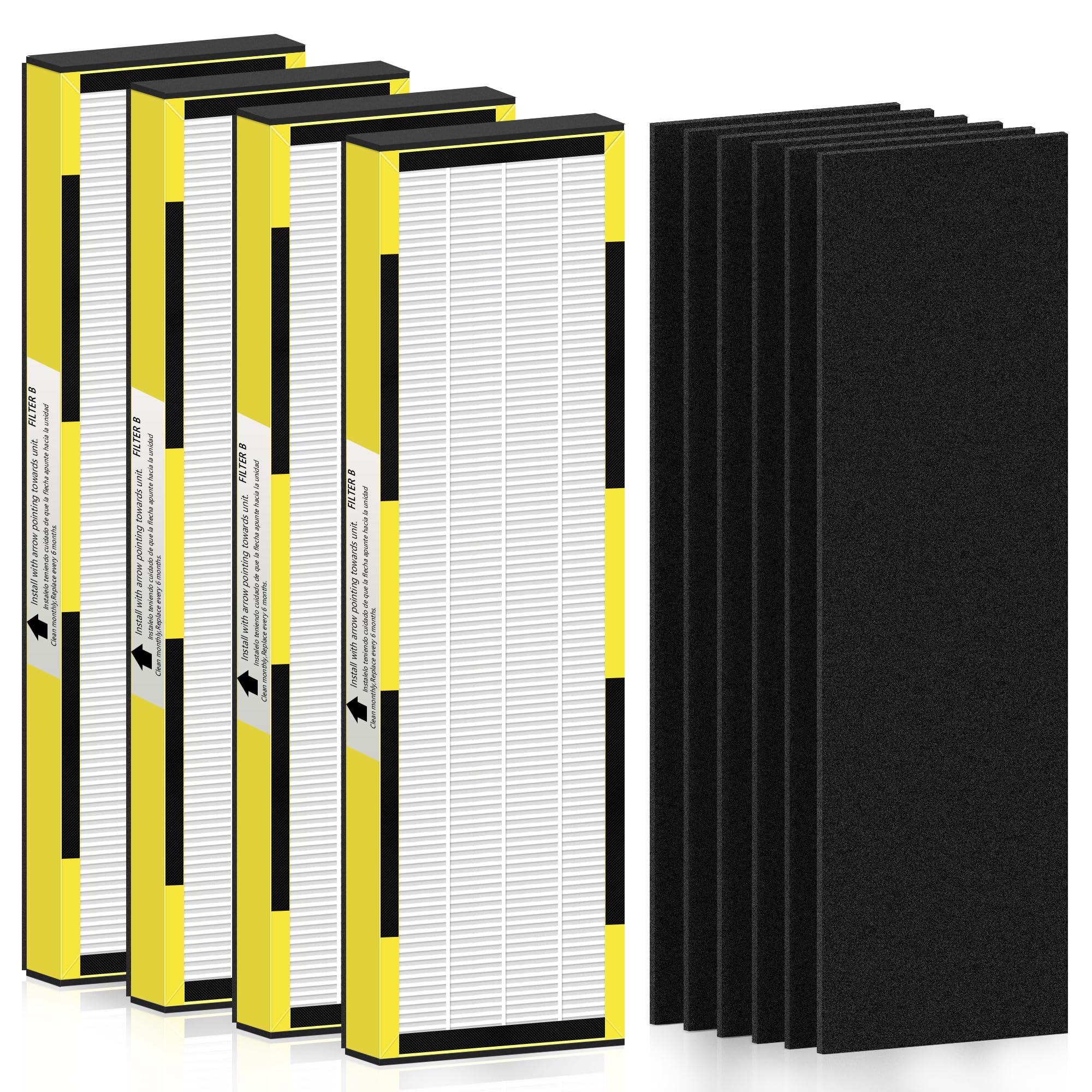 Flt4825 Hepa Filter B Replacement For Guar.Dian Air Purifier Ac4825 Ac4300 Ac4800 Ac4900 Ac4850, 4 Hepa Filter And 6 Pre Filter