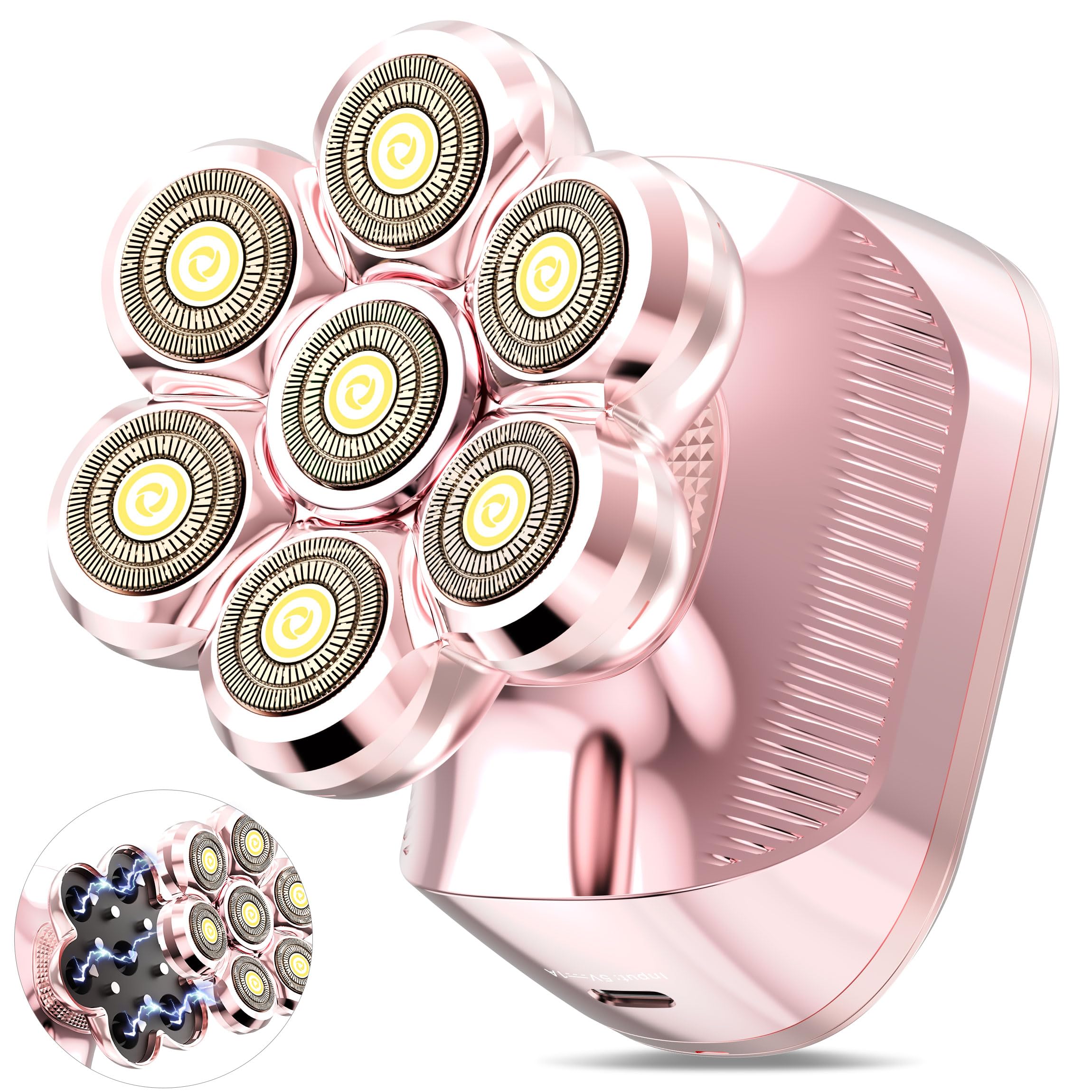 HEBECA 7D Electric Shaver for Women - Upgraded Electric Razor for Women with Rotary Floating Magnetic Head, Detachable and Water