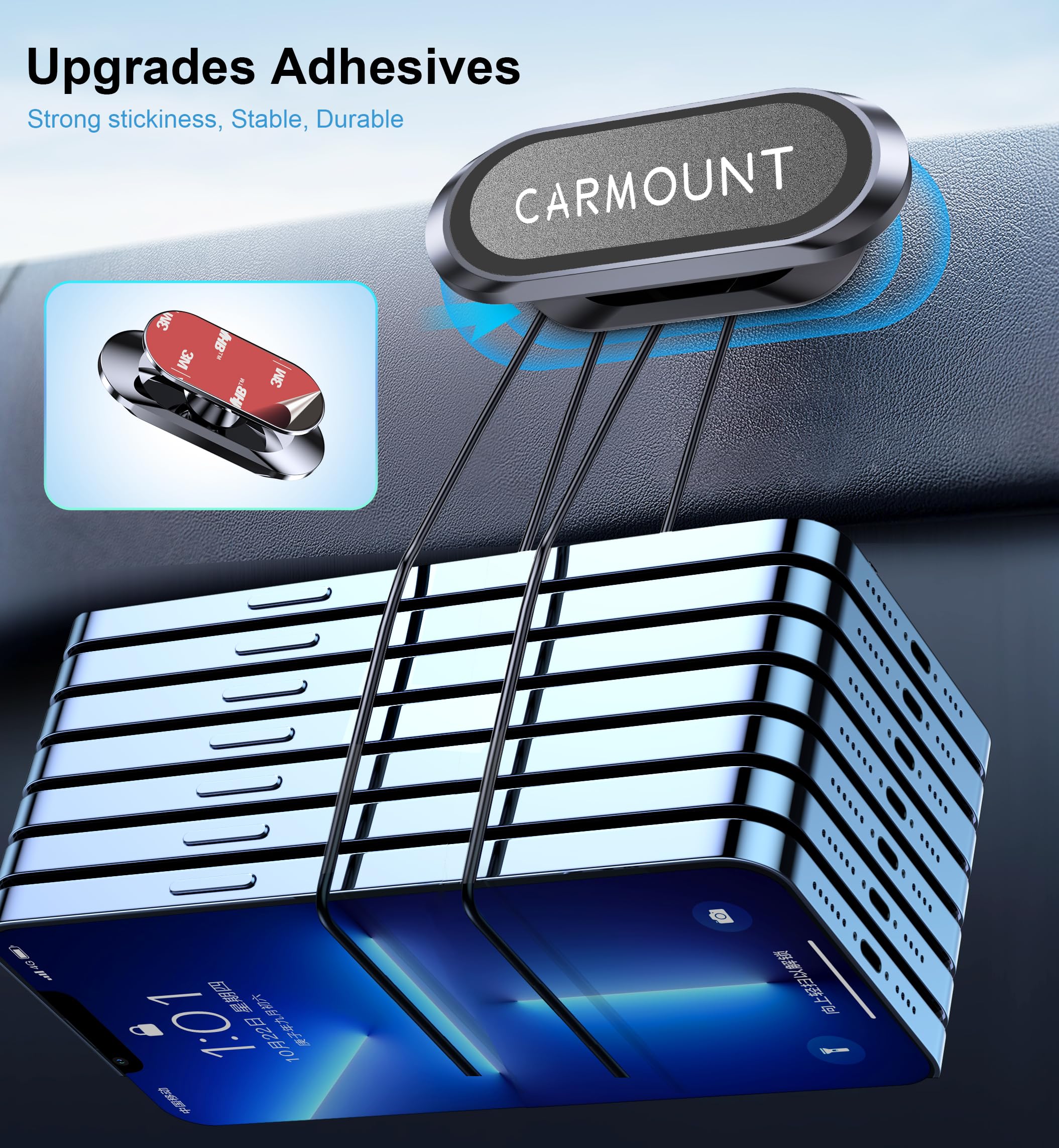 ?2-Pack? Magnetic Car Holder Dashboard?Strong Magnets? Carmount 2.0 Magnetic Phone Mount?360Rotation? Car Mount For Cell Phone H