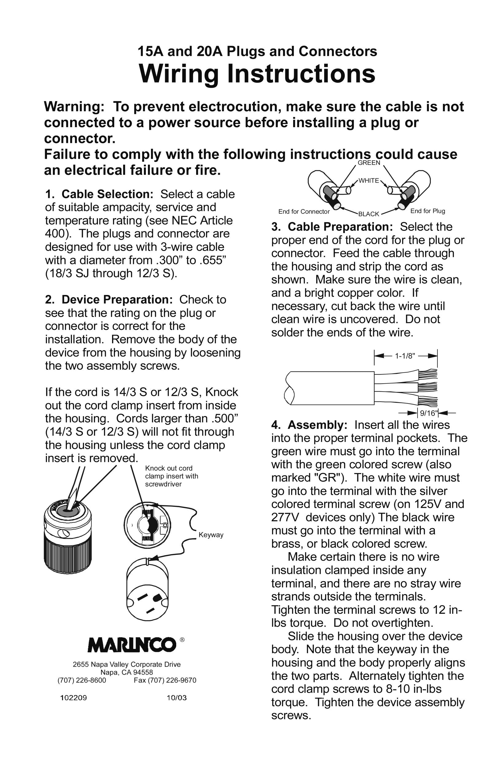 Marinco 4731Cr Locking Connectors,15A, 125V