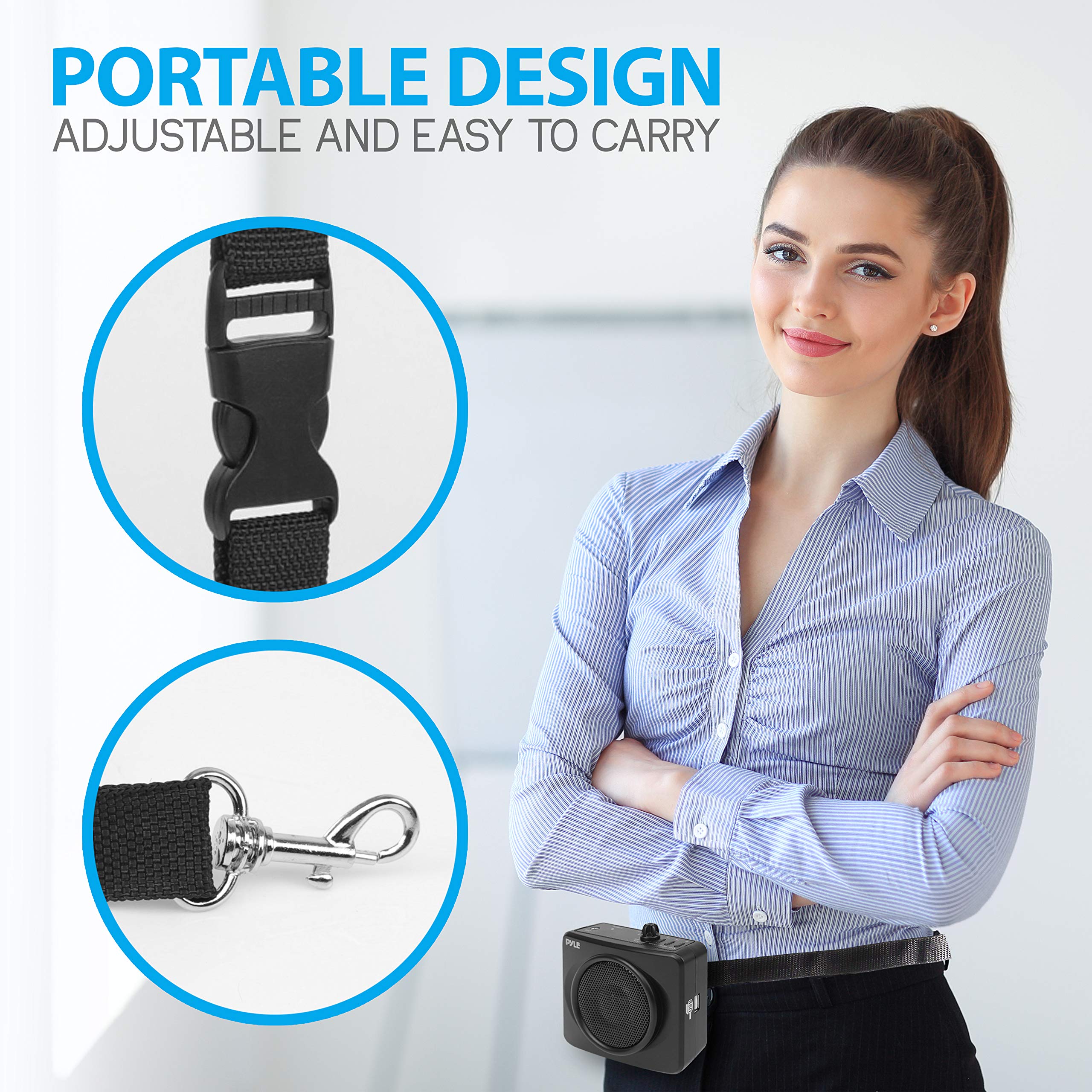 Pyle Pro Portable Waist Band Pa Speaker System   Compact Voice Amplifier And Headset Microphone Set With Built In Rechargeable B