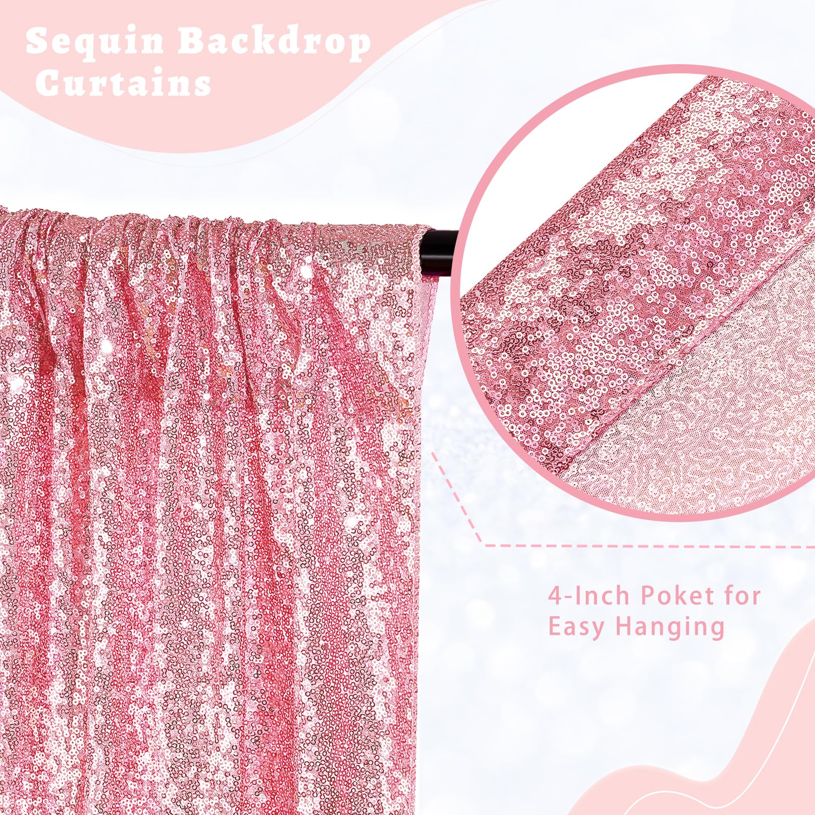 B Cool Fuchsia Pink Sequin Curtains Glitter Backdrop Curtain Panels 2 Panels 2Ftx8Ft Backdrop For Baby Shower Wedding Girls Part