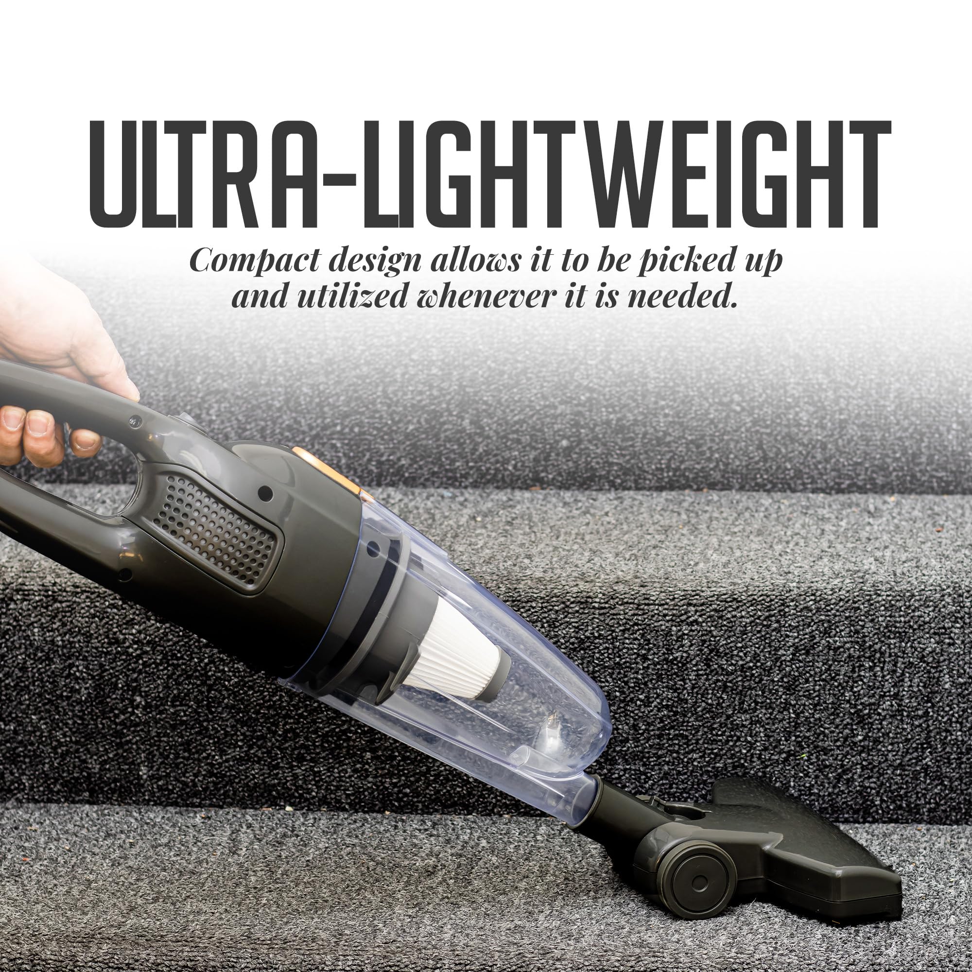 Ovente Corded Stick Vacuum Cleaner, Lightweight Electric 3-In-1 Bagless Handheld Vacuum With 400W Motor And Powerful Suction For