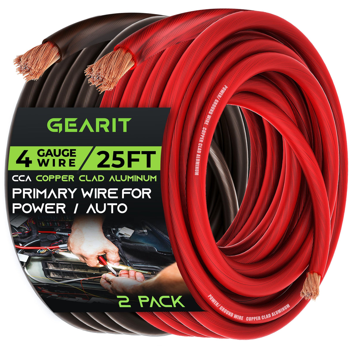 Gearit, 4 Gauge Wire, For Automotive Power/Ground, Battery Cable, Car Audio, Rv, Amp, Cca Wire, Wire, Automotive Wire, Battery C