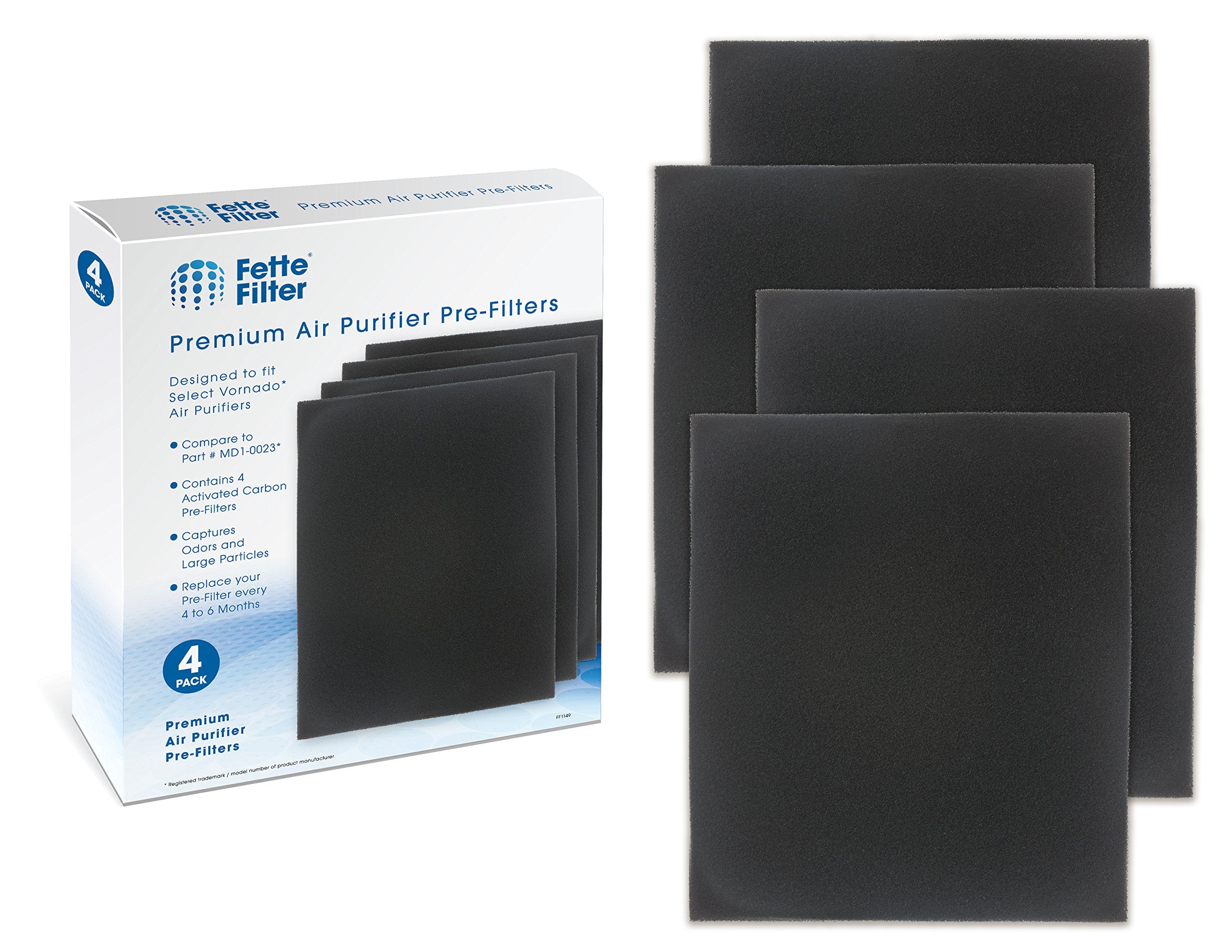 Fette Filter   Compatible 4 Pre Filters With Activated Carbon For Vornado Air Purifiers Ac300, Ac350, Ac500, Ac550, Pco200, Pco3