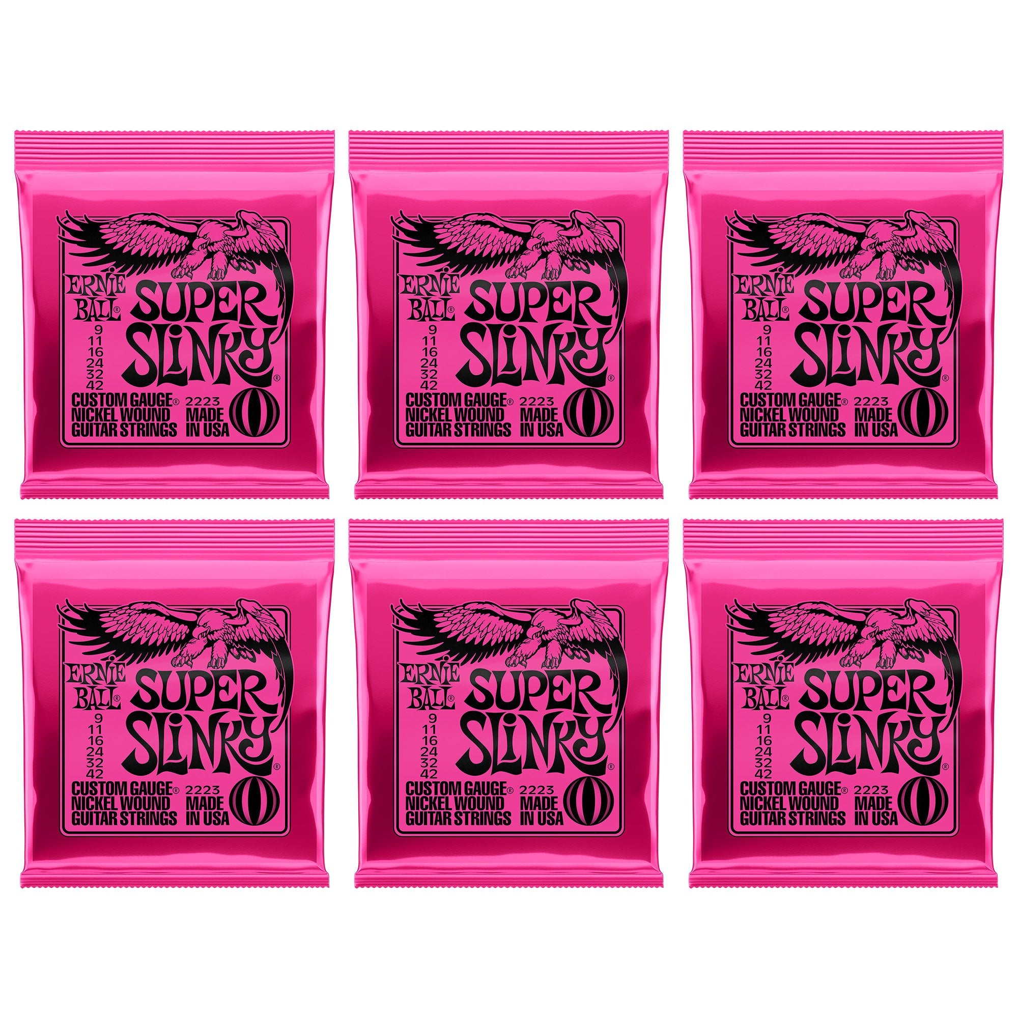 Ernie Ball Super Slinky Nickel Wound Electric Guitar Strings 6 Pack   9 42 Gauge
