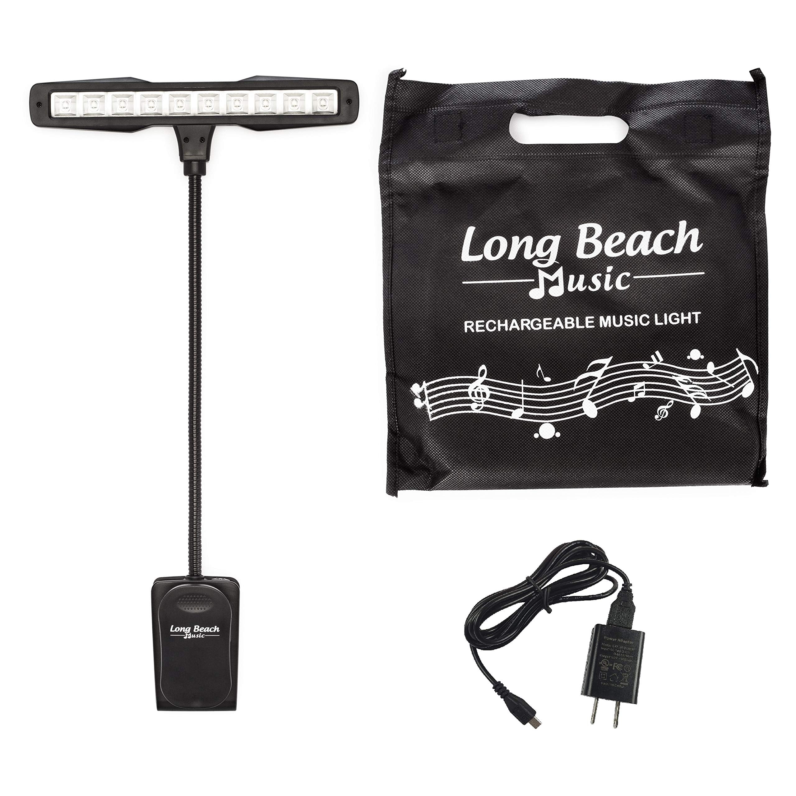 Rechargeable Clip On Music Stand Orchestra Light  10 Bright Leds  Includes Usb Cord, Wall Plug, And Carrying Bag  Also For Readi