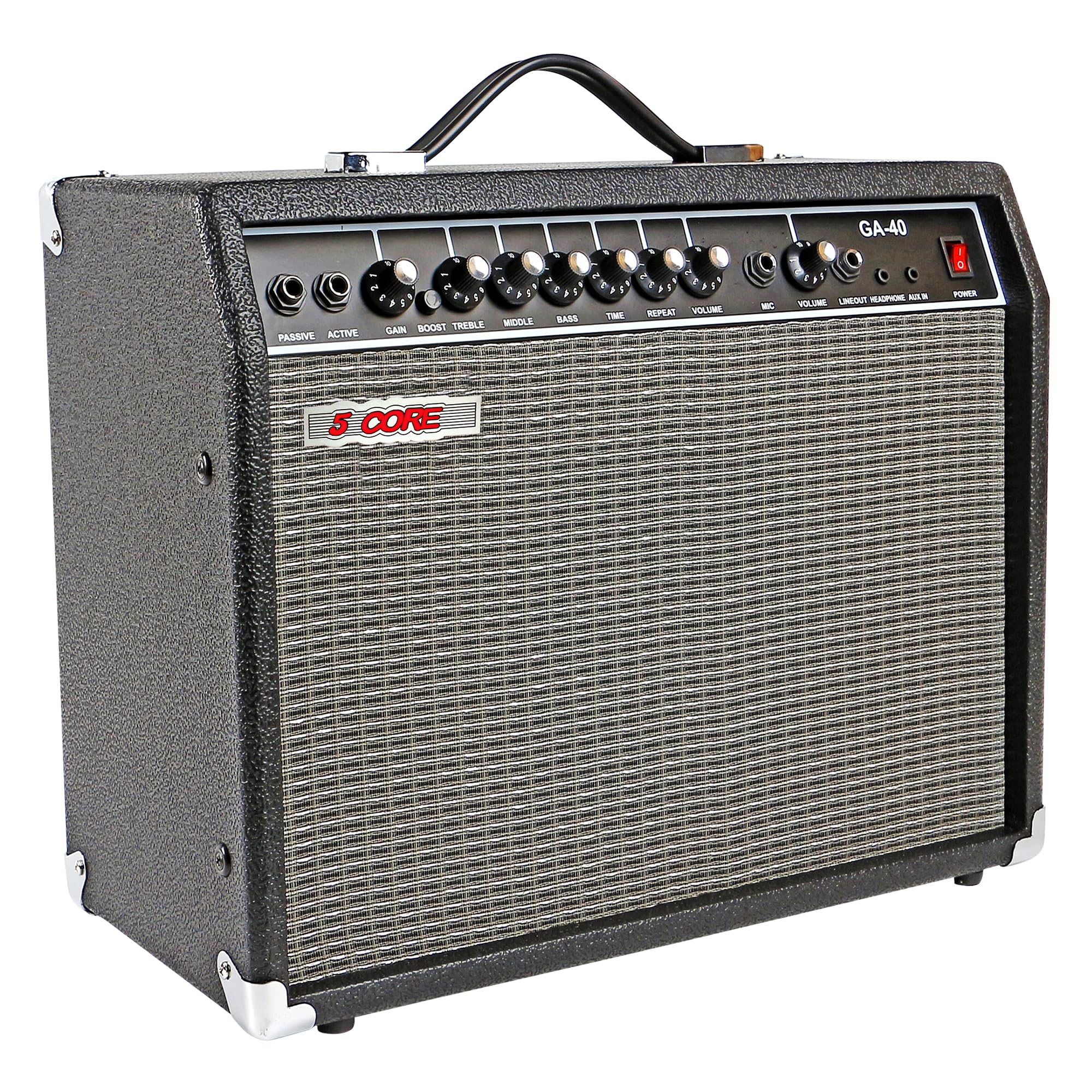 5 Core Electric Guitar Amplifier 40W Solid State Mini Bass Amp w 8    4-Ohm Speaker EQ Controls Drive Delay     Microphone Input
