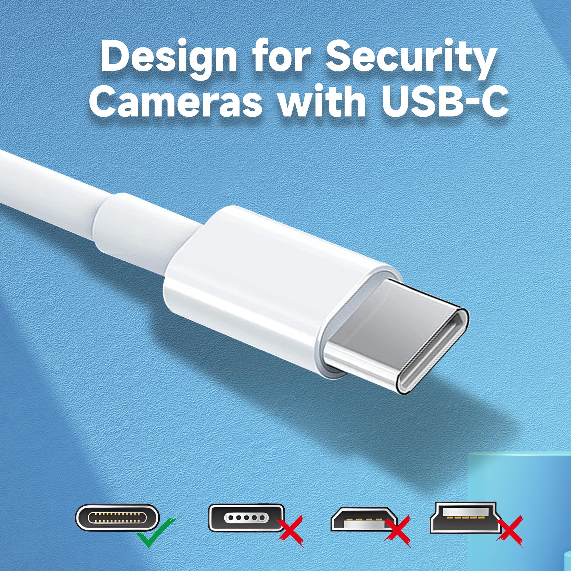 [2 Pack] 16.4Ft/5M Power Extension Cable For Any Usb C Enabled Security Cameras Or Devices(Phone,Switch Pro Controller,Etc), Usb A To Usb C Extension Charging And Data Sync Cord