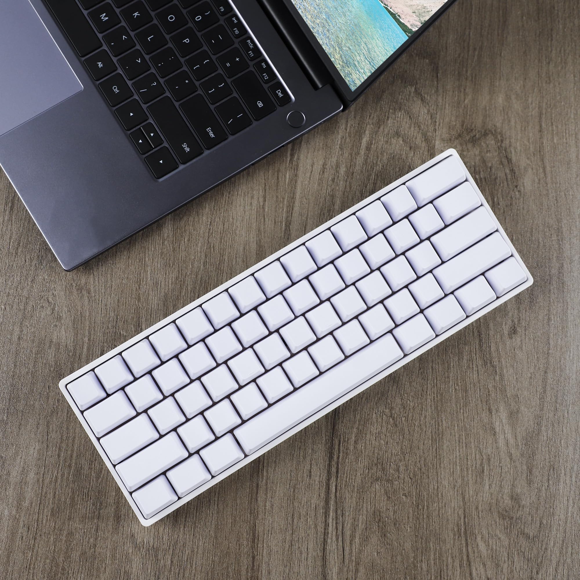 Ymdk Blank Thick Pbt Oem Profile 61 Ansi Keycaps For Mx Switches Mechanical Keyboard (White)(Only Keycap)