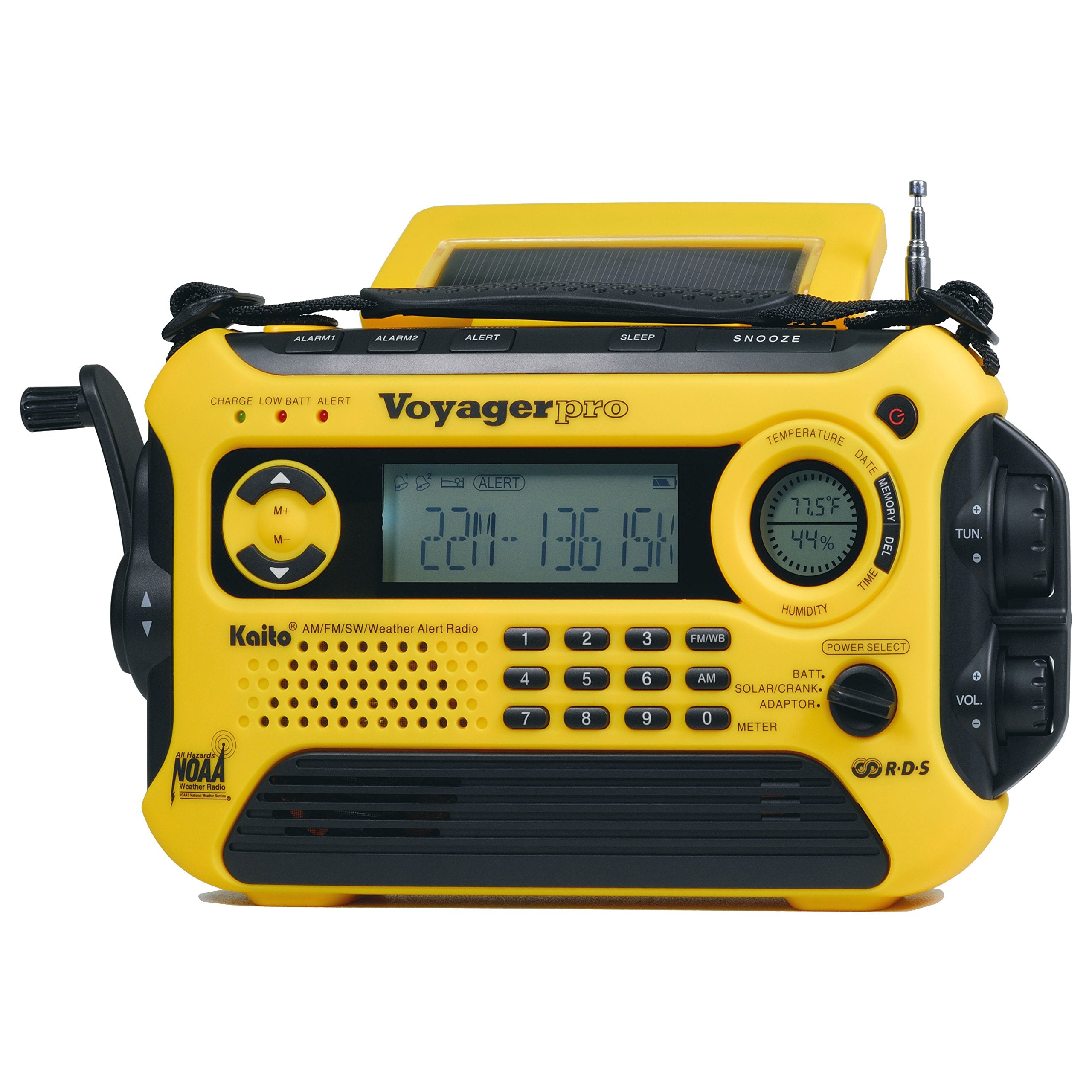 Kaito Voyager Pro Ka600 Digital Solar Dynamo Crank Wind Up Am/Fm/Lw/Sw & Noaa Weather Emergency Radio With Alert, Rds & Smart Ph