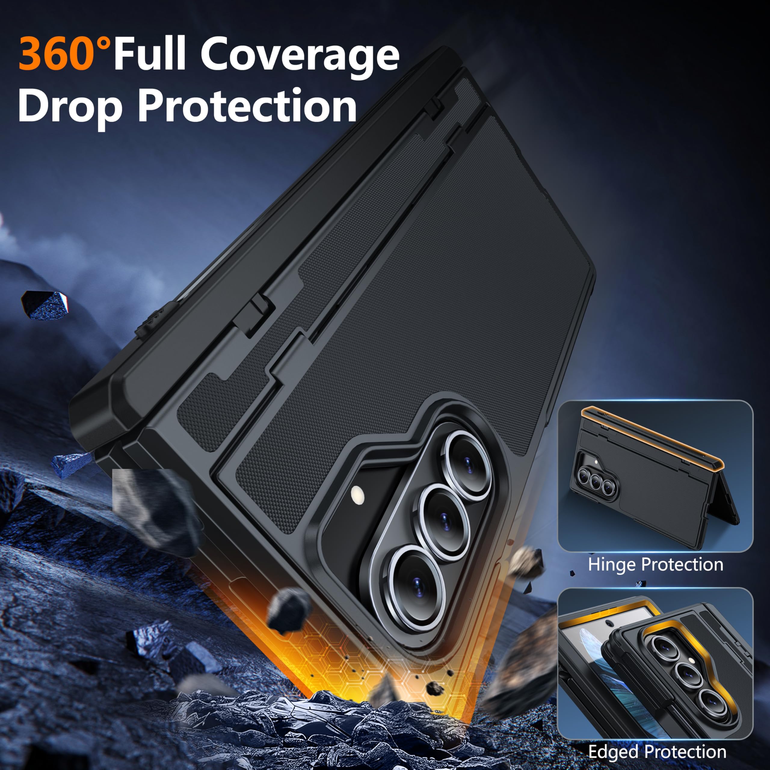 Oterkin Magnetic For Samsung Galaxy Z Fold 7 Case Built-In Screen Protector [Thinner S Pen Holder & Kickstand] [Fit For Magsafe]