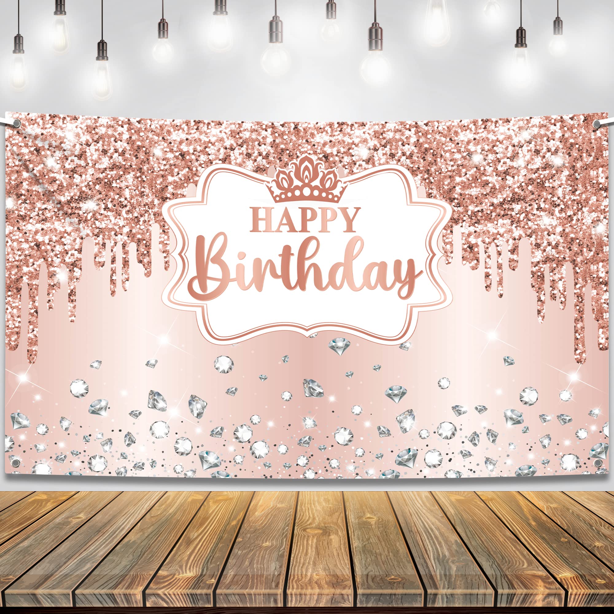 Katchon, Xtralarge Rose Gold Happy Birthday Banner   72X44 Inch | Pink Happy Birthday Decorations For Women | Rose Gold Happy Bi