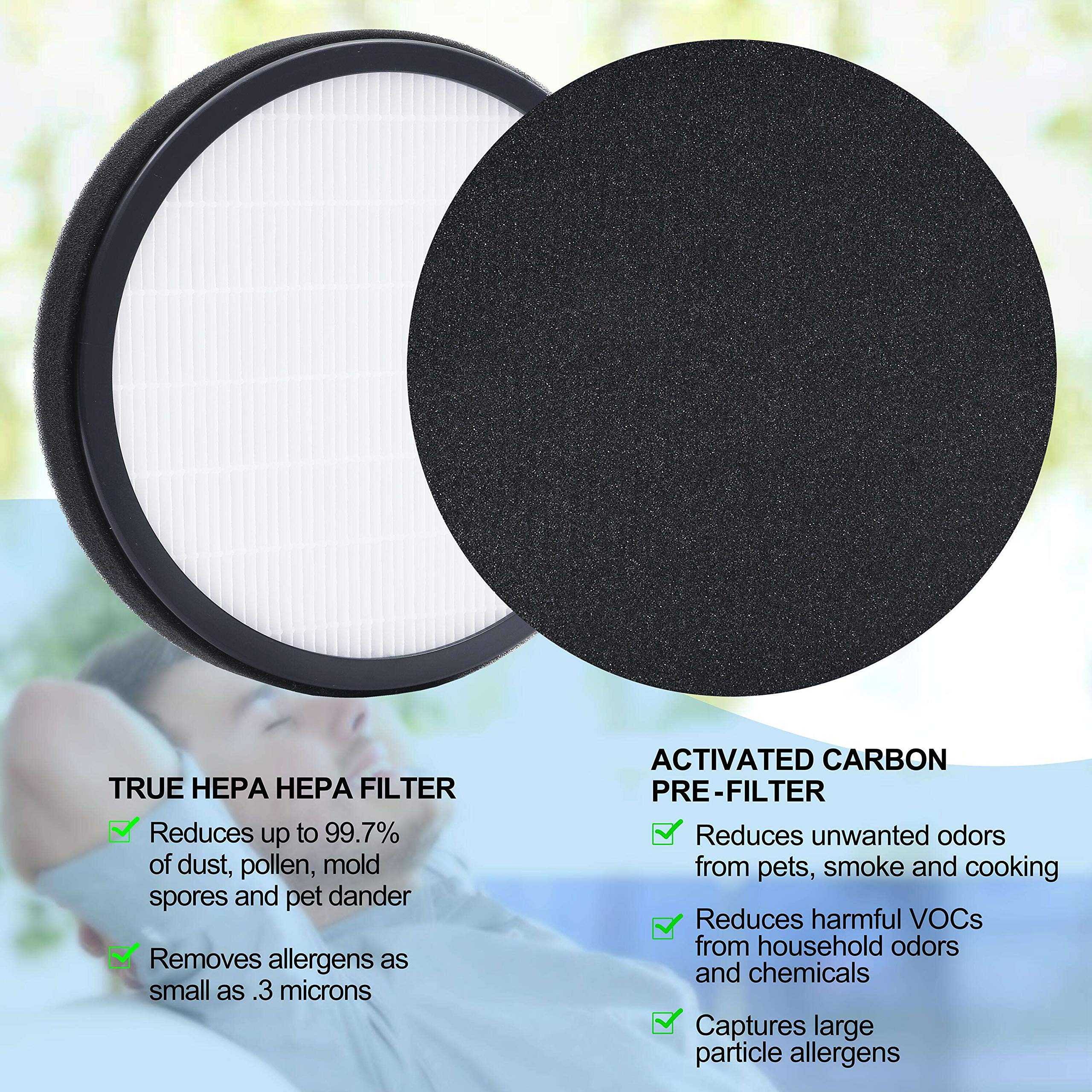 Flintar Halo H13 True Hepa Replacement Filter, Compatible With Pure Enrichment Purezone Halo Air Purifier Peairdsk (2 Pack)