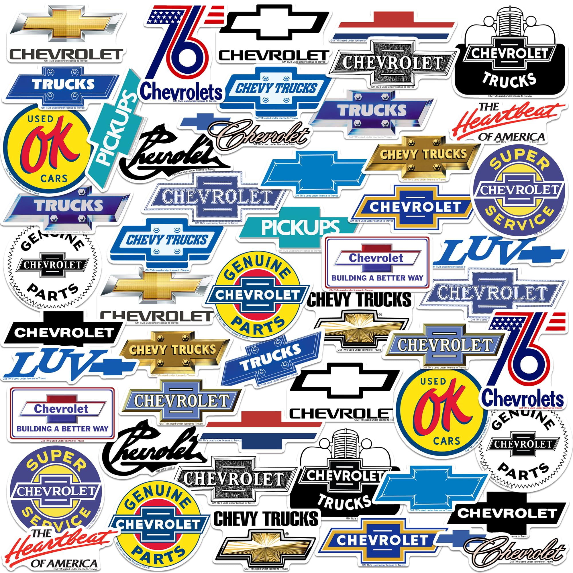 Chevrolet Branding 50Ct Vinyl Large Deluxe Stickers Variety Pack   Laptop, Water Bottle, Scrapbooking, Tablet, Skateboard, Indoo