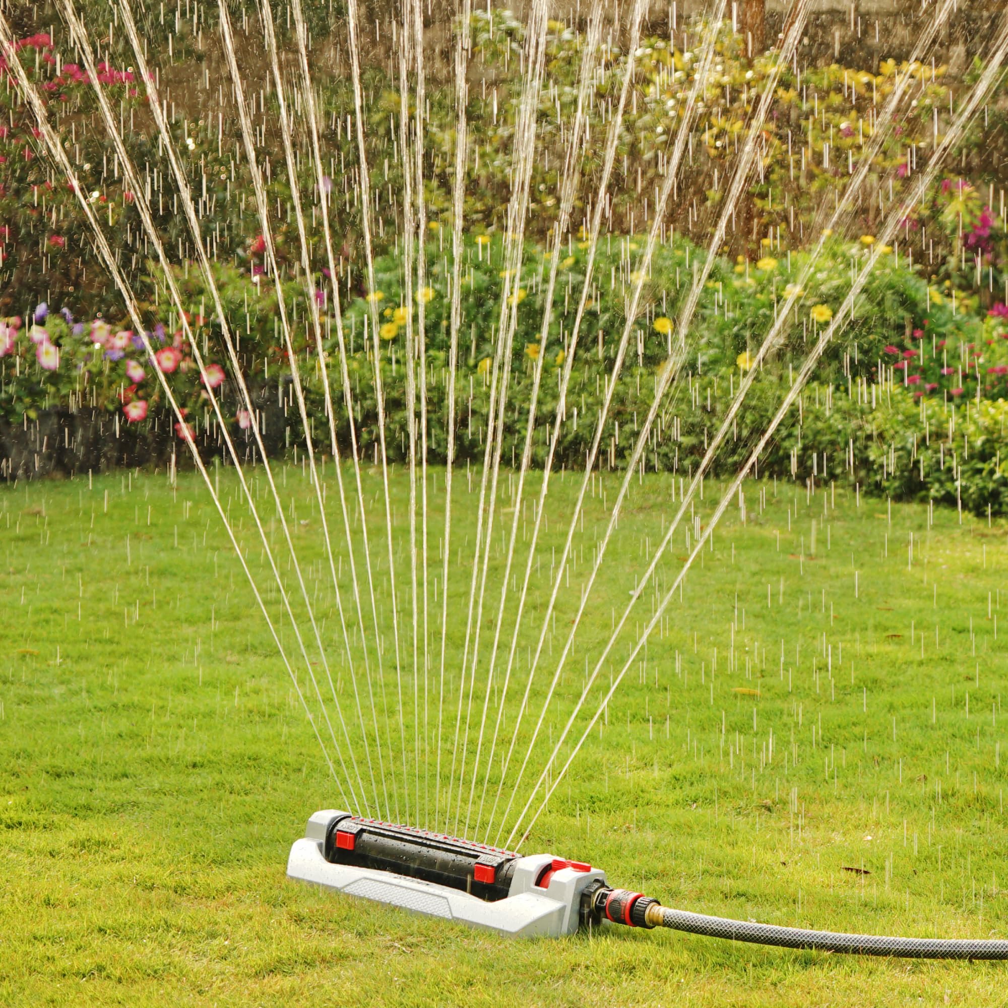 Eden 94095 3 Way Metal Turbo Oscillating Sprinkler For Large Yard And Lawn W/Quick Connector Starter Set Covers Up To 4,000 Sq.