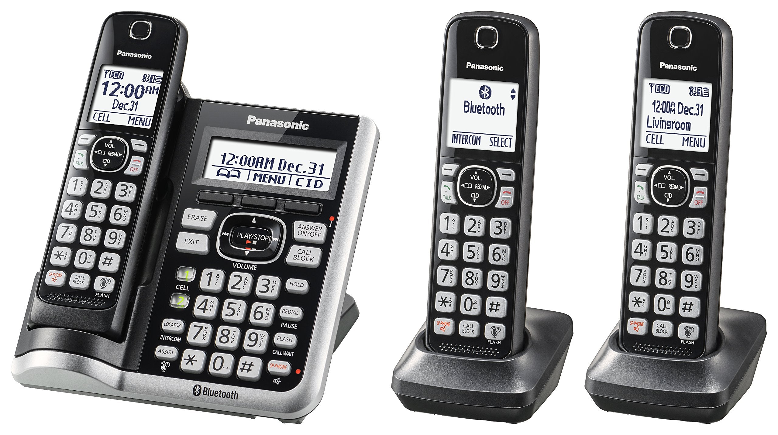 Panasonic Link2Cell Bluetooth Cordless Phone System with Voice Assistant, Call Blocking and Answering Machine. DECT 6.0 Expandab