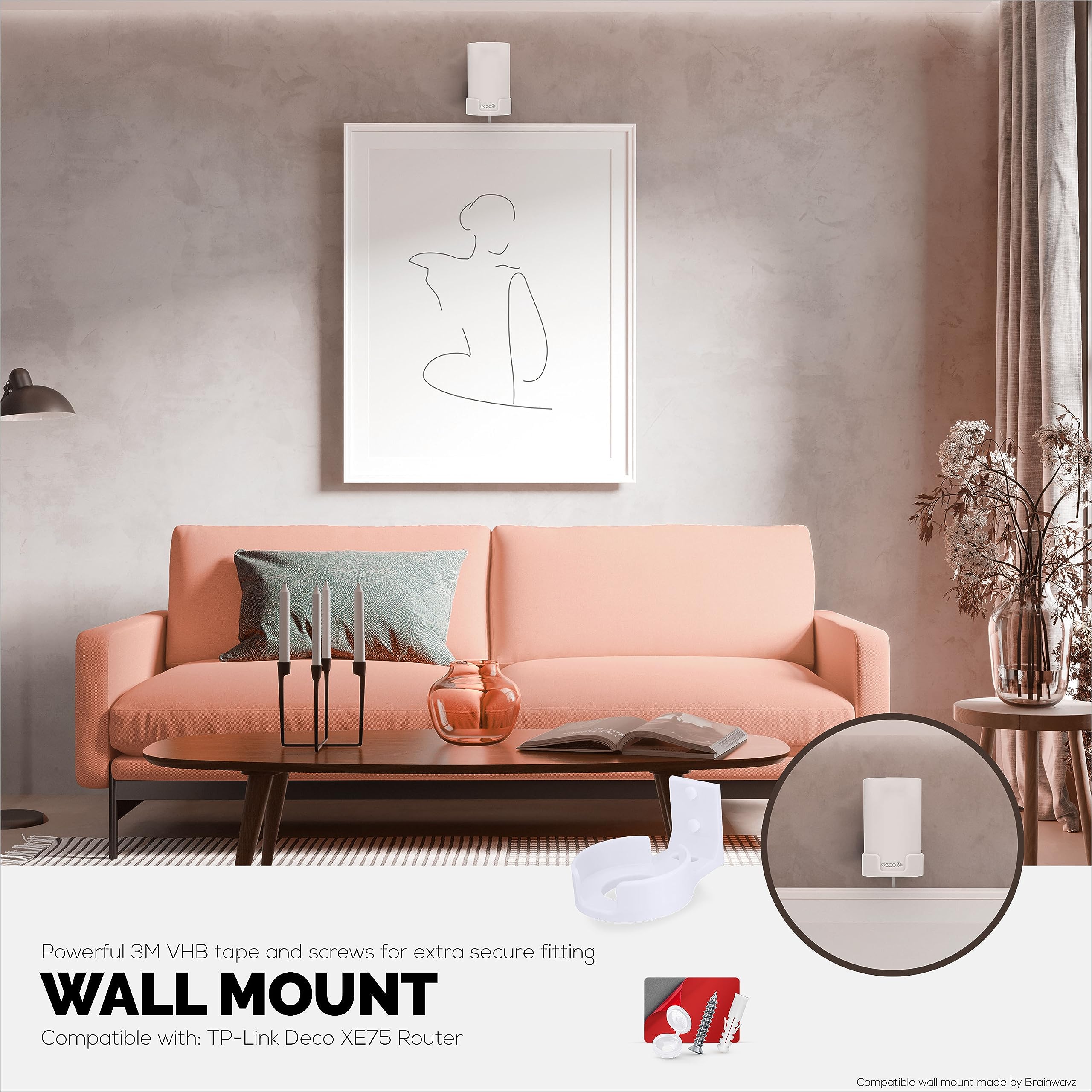 Screwless Wall Mount For Tp Link Deco X68, Xe75, Xe75 Pro, Axe5300 & Axe5400, Easy To Install, No Mess, Reduce Interference & In