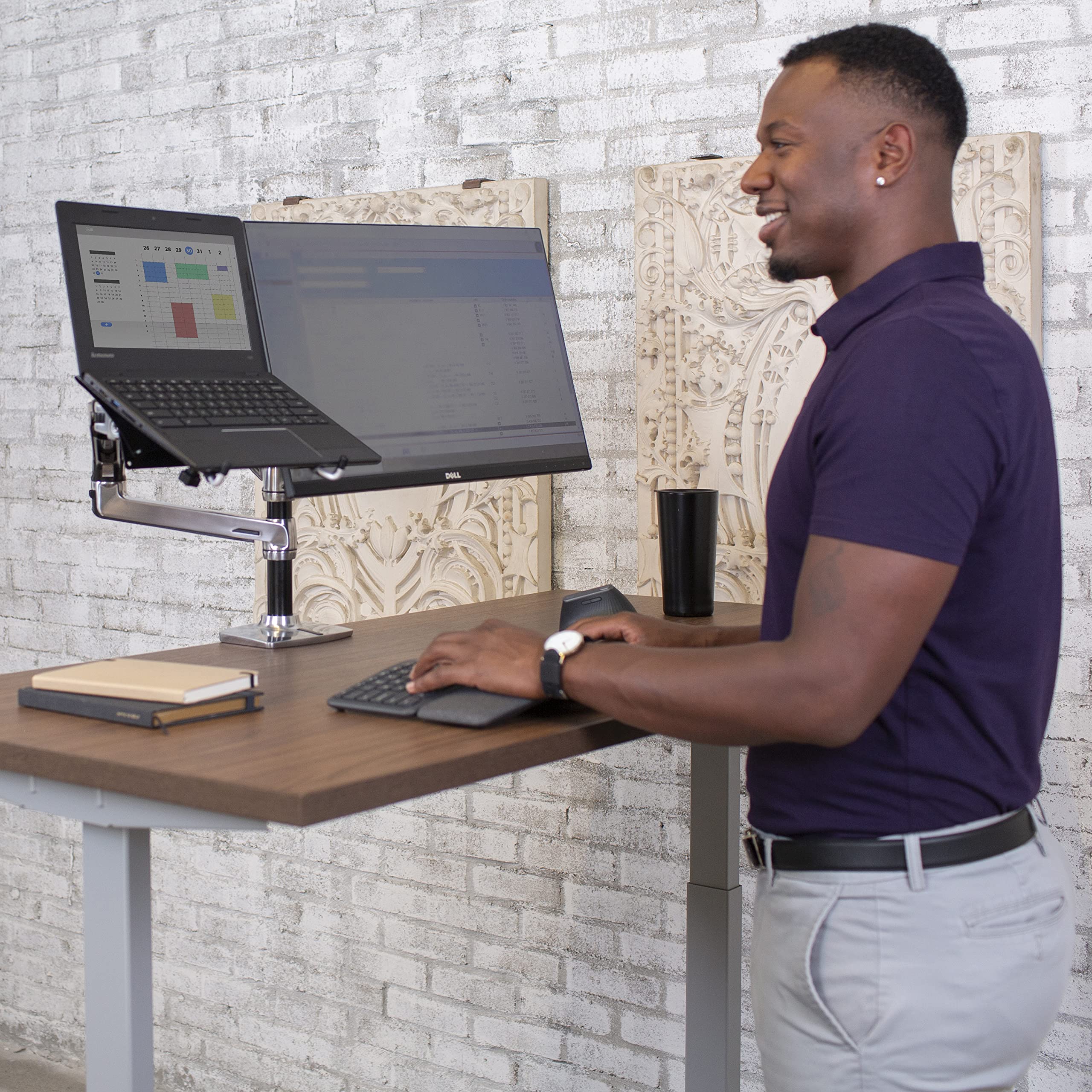 Ergotron � LX Vertical Stacking Dual Monitor Arm, VESA Desk Mount � for 2 Monitors Up to 24 Inches, 7 to 20 lbs Each � Polished Aluminum