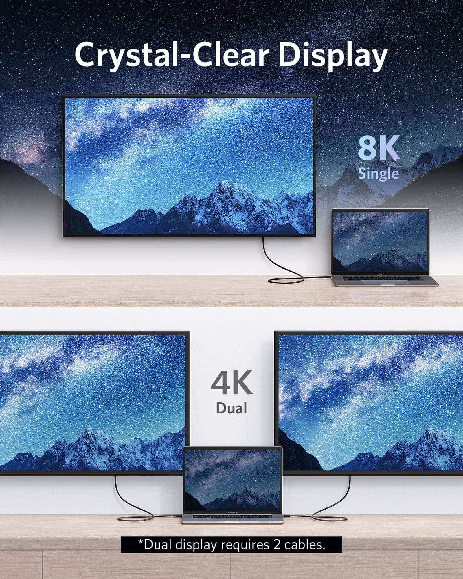 Anker Thunderbolt 4 Cable 2.3 Ft, Usb C To Usb C Cable, Supports 8K Display/40Gbps Data Transfer/100W Charging, For Iphone 15 Pr