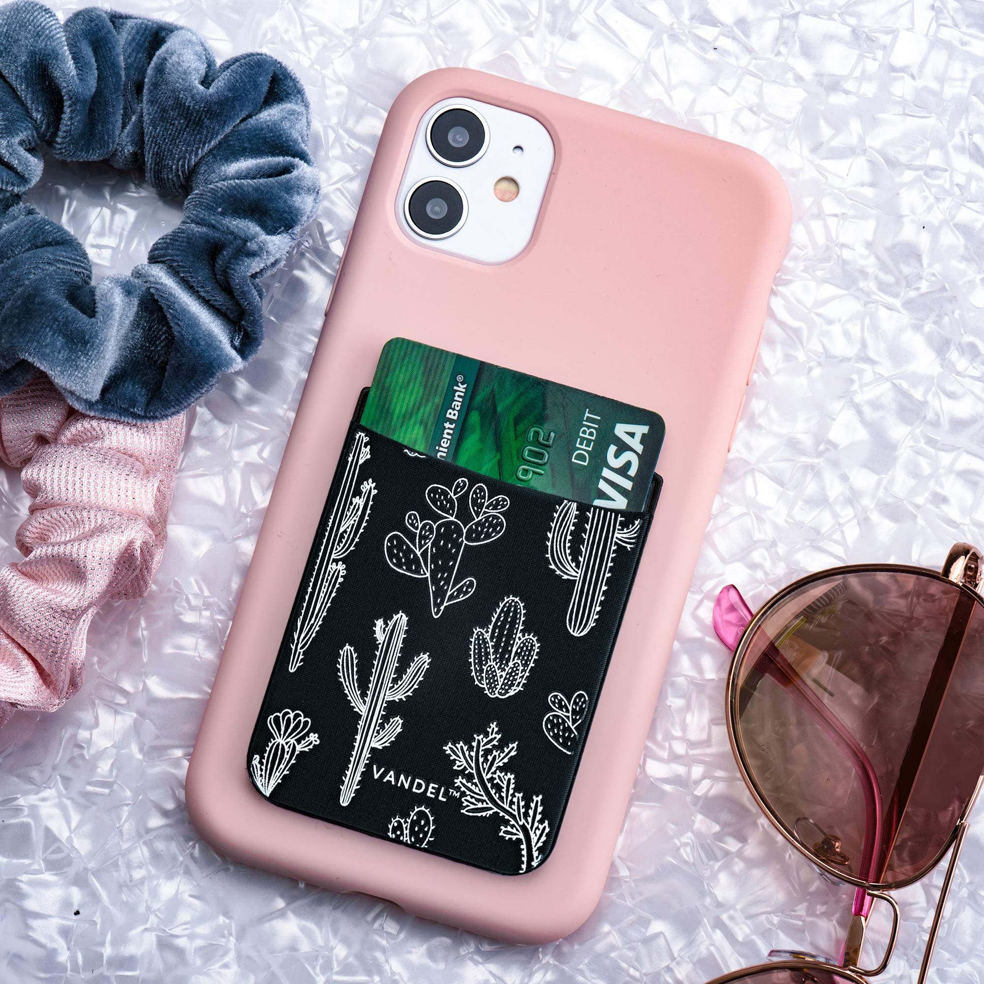 Vandel Pocket   Stick On Fabric Phone Wallet Stick On For Women, Cute Credit Card Holder For Phone Case, Back Of Phone Fabric Sl
