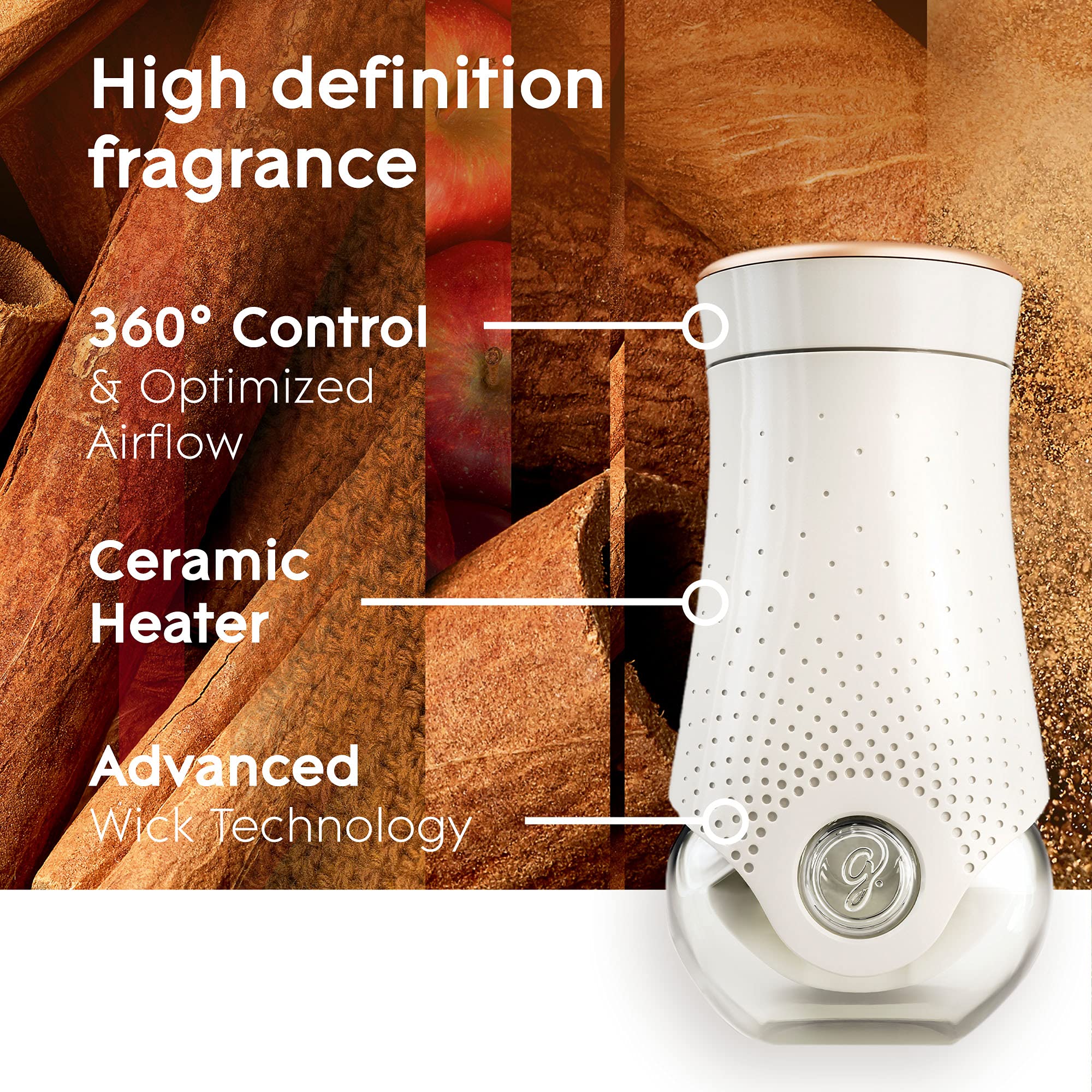 Glade Plugins Air Freshener Starter Kit, Scented And Essential Oils For Home And Bathroom, Apple Cinnamon, 4.02 Fl Oz, 2 Warmers