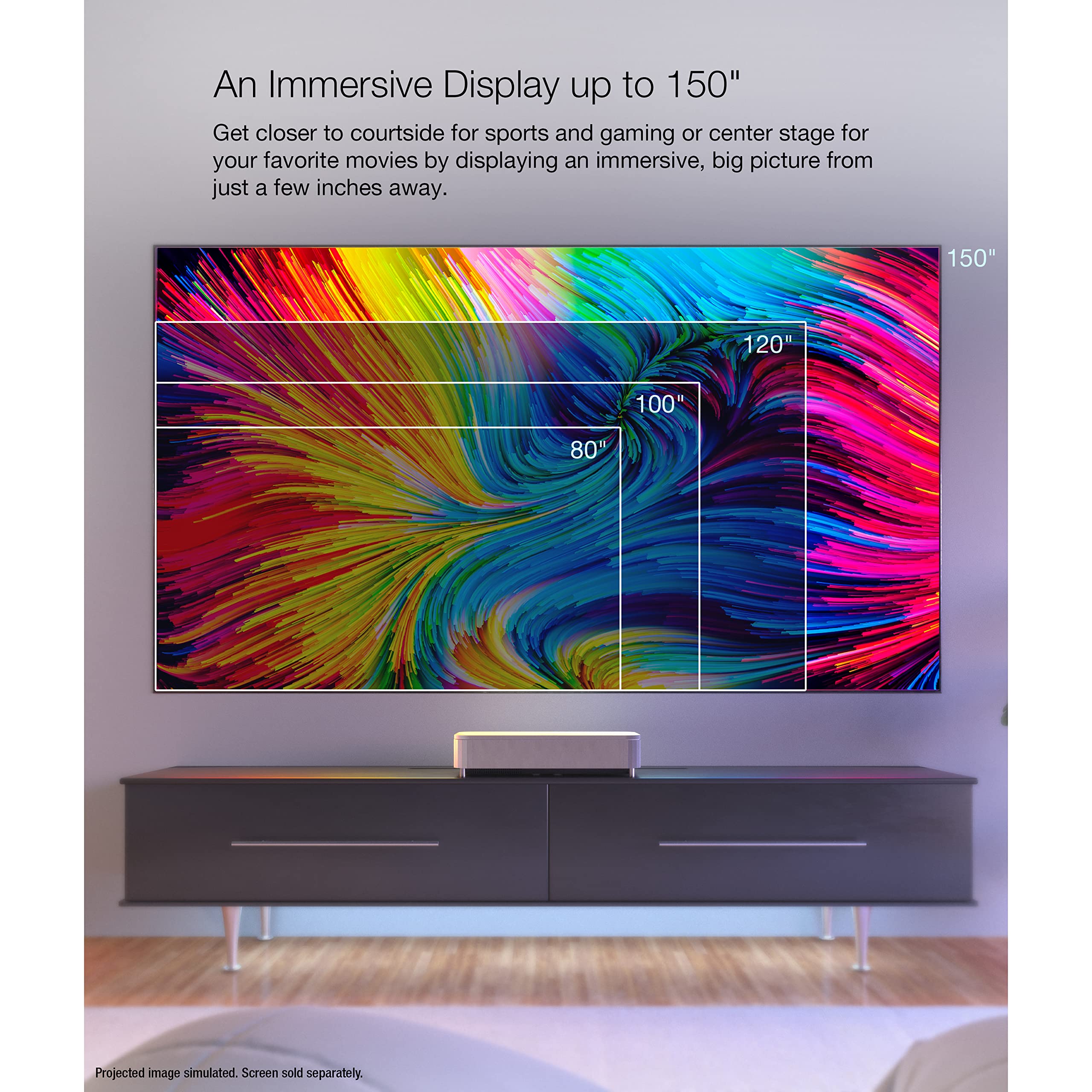 Epson Epiqvision Ultra Ls800 Ultra Short Throw 3 Chip 3Lcd Smart Streaming Laser Projector, 4,000 Lumens, 4K Pro Uhd, Hdr, 150', Android Tv, 2.1Ch Yamaha Built In Speakers   White