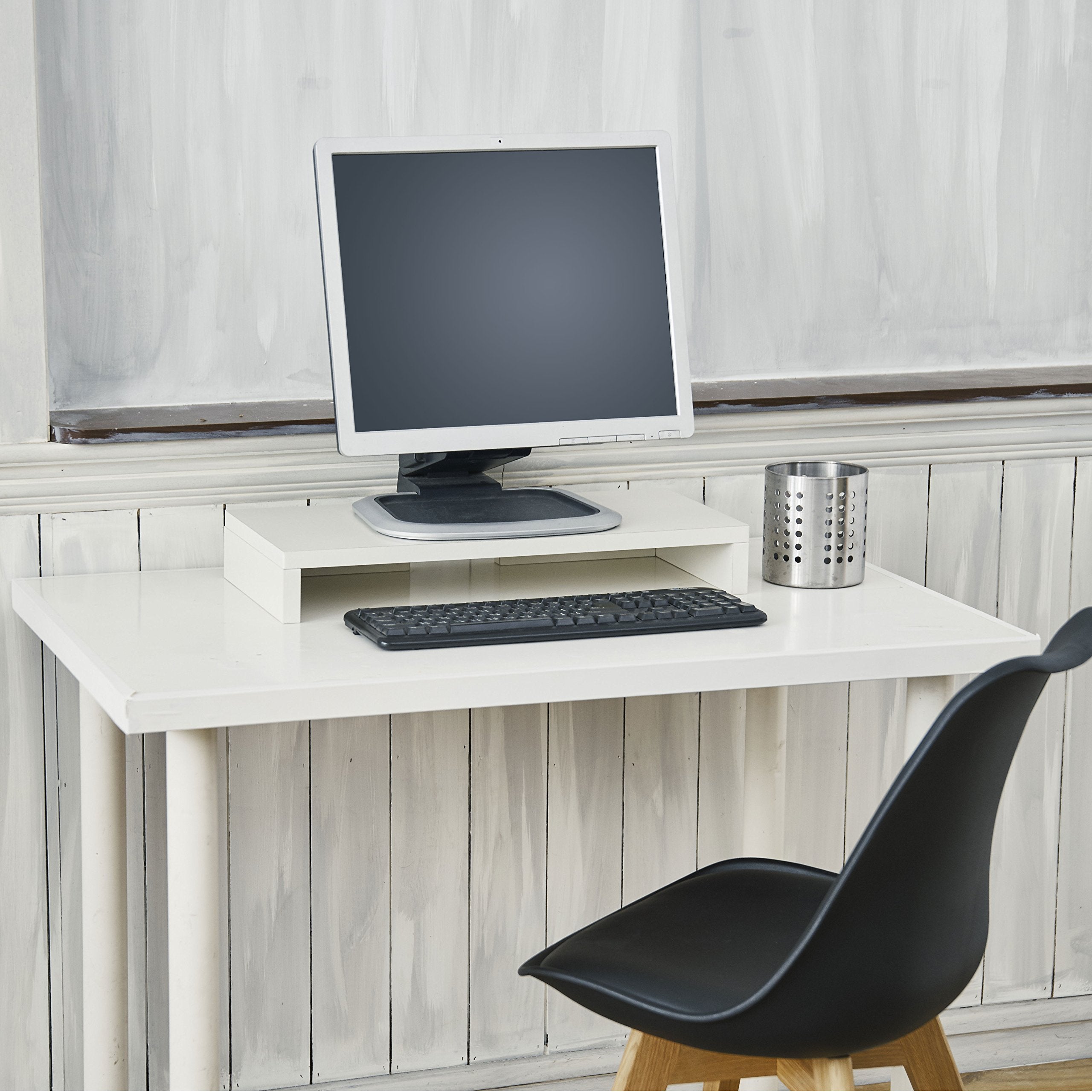 Way Basics Tv Pc Desktop Modern Computer Monitor Stand Screen Riser (Tool Free Assembly And Uniquely Crafted From Sustainable No