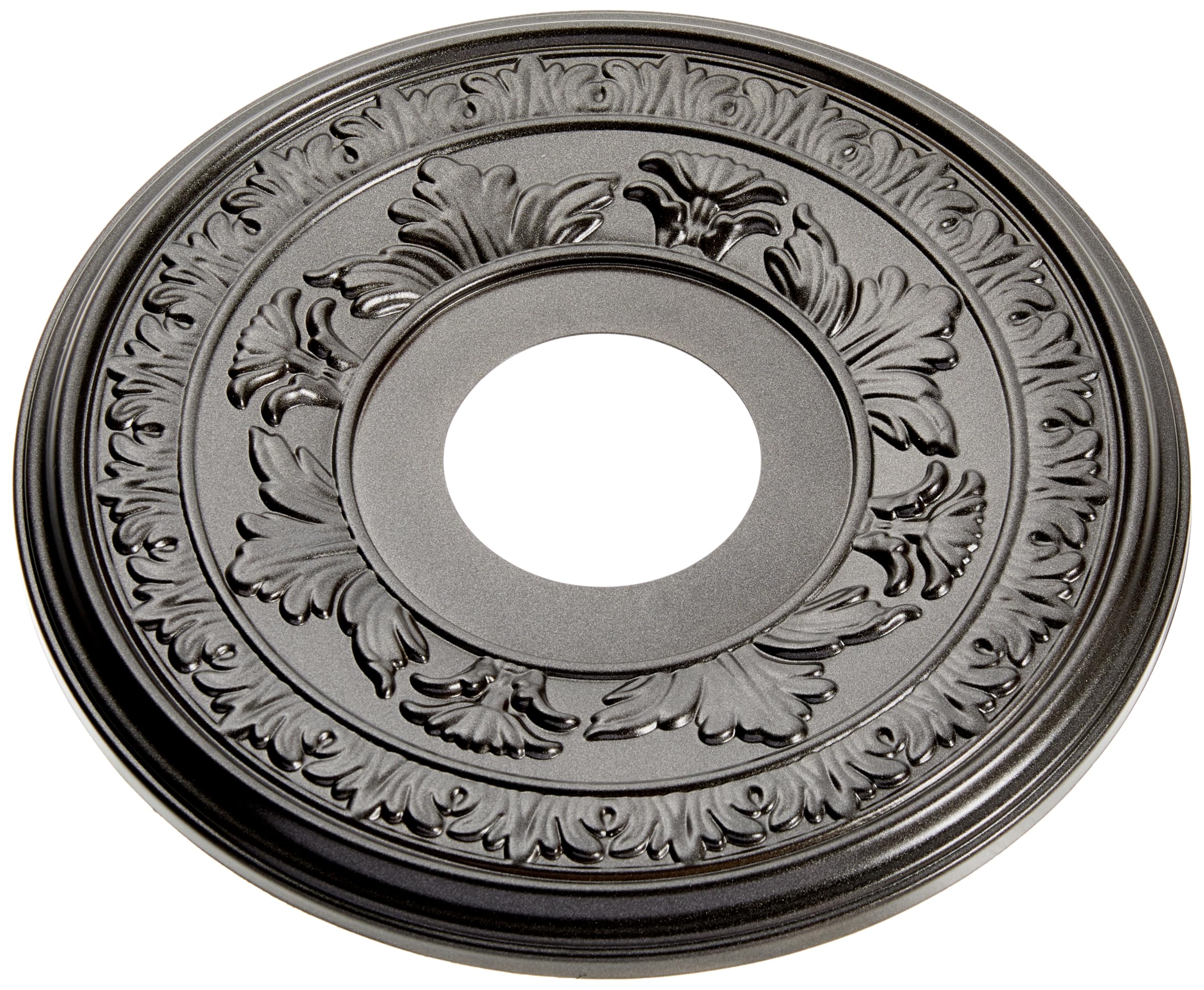 Ekena Millwork 13Od X 3 1/2Id X 3/4P Baltimore Thermoformed Pvc Ceiling Medallion (Fits Canopies Up To 5 1/4), Metallic Black Ni