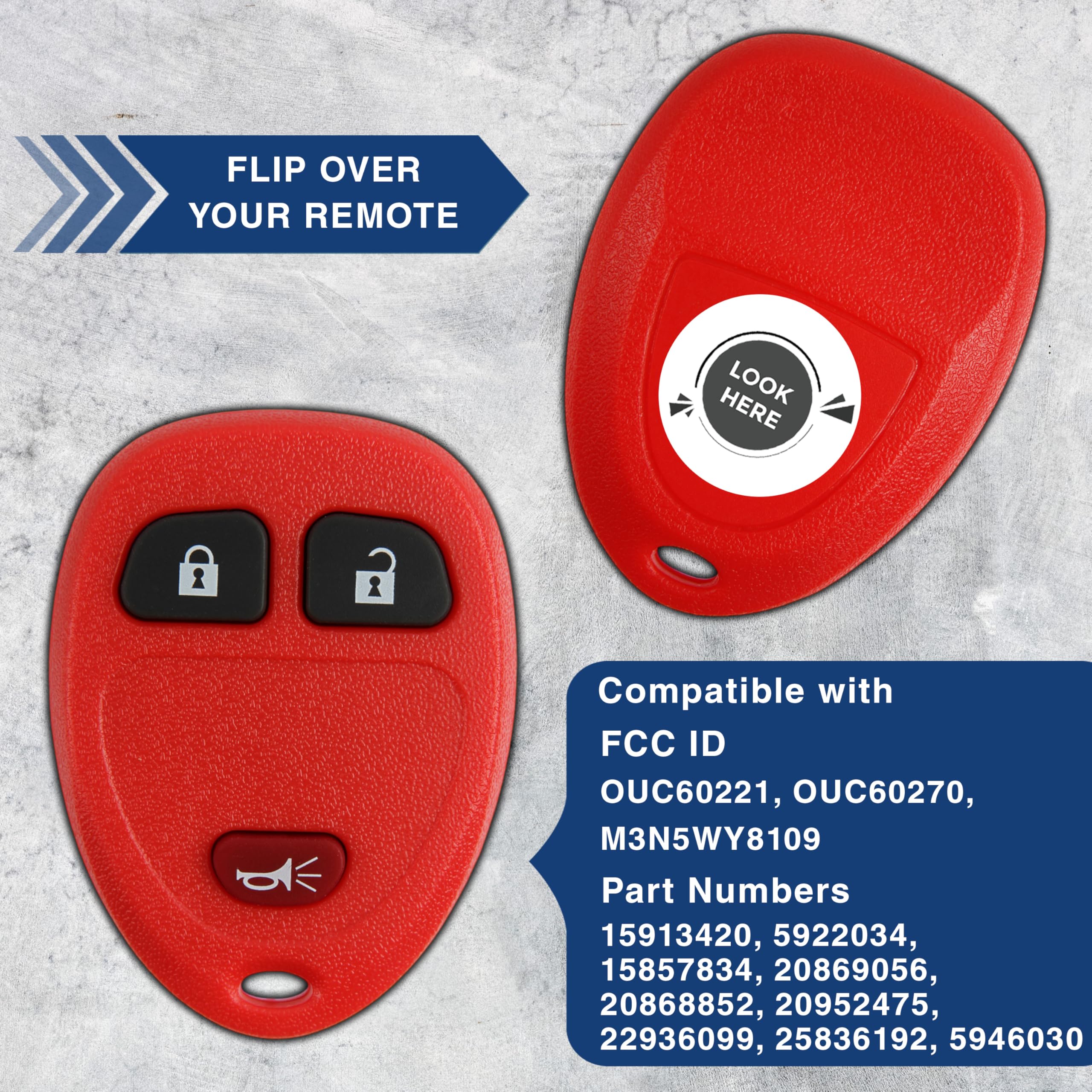 Keylessoption Keyless Entry Remote Control Car Key Fob Replacement For 15913420 Red