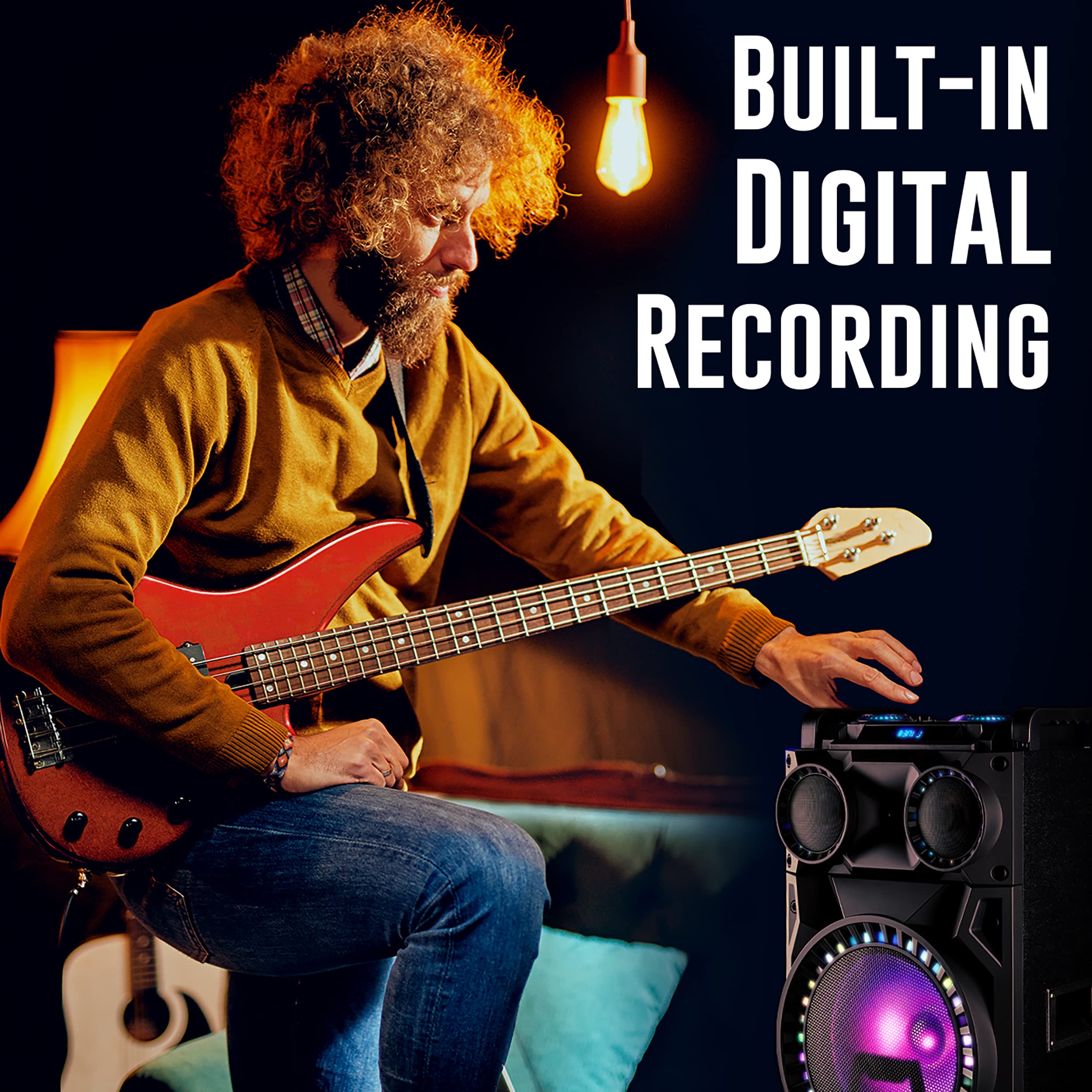 Qfx Pbx 1212 Bluetooth Rechargeable Dual 12� Woofer With 1� Tweeter Speaker System With Microphone Input, Guitar Input, Aux Input, Usb Port, Sd Card Port, Tws, Recording, Fm Radio, Led Party Lights