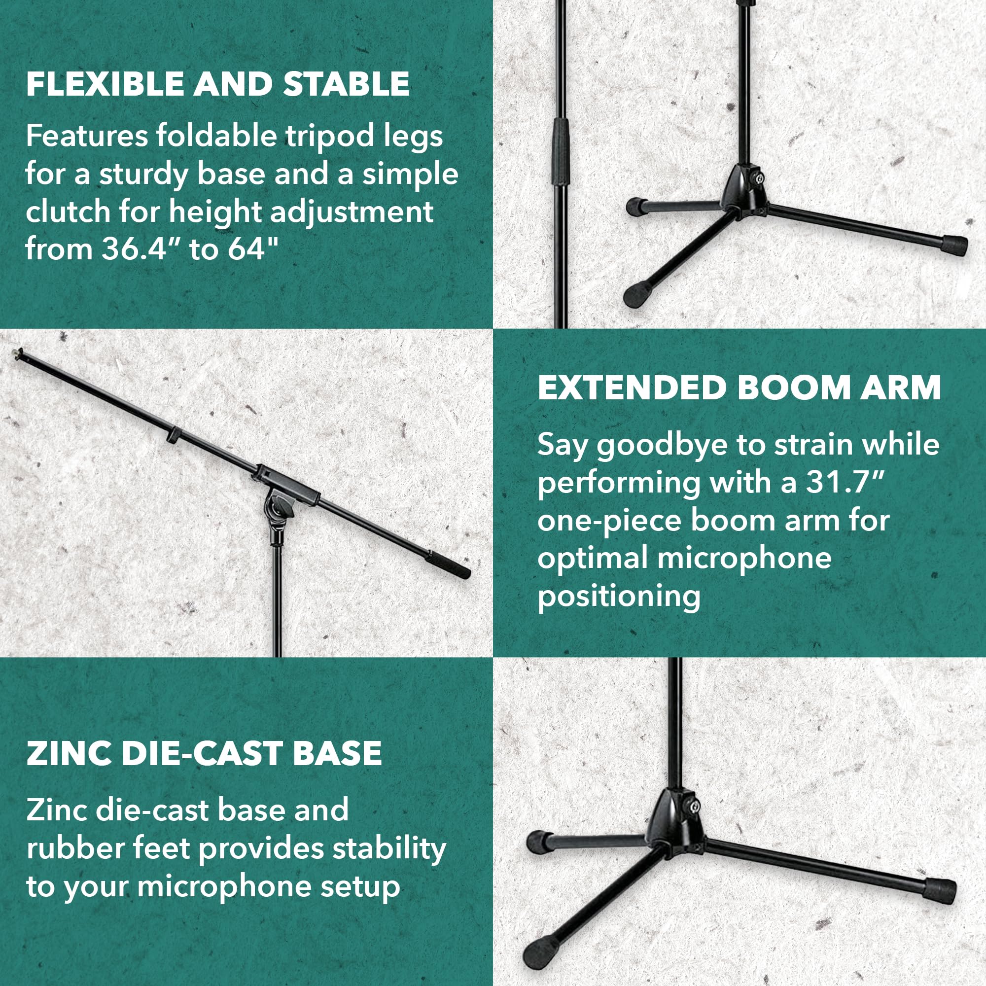 K&M Konig & Meyer 21060.500.55 Tripod Microphone Stand With Boom Arm | Easy Clutch Height Adjustment | Folding Leg Design | Zinc