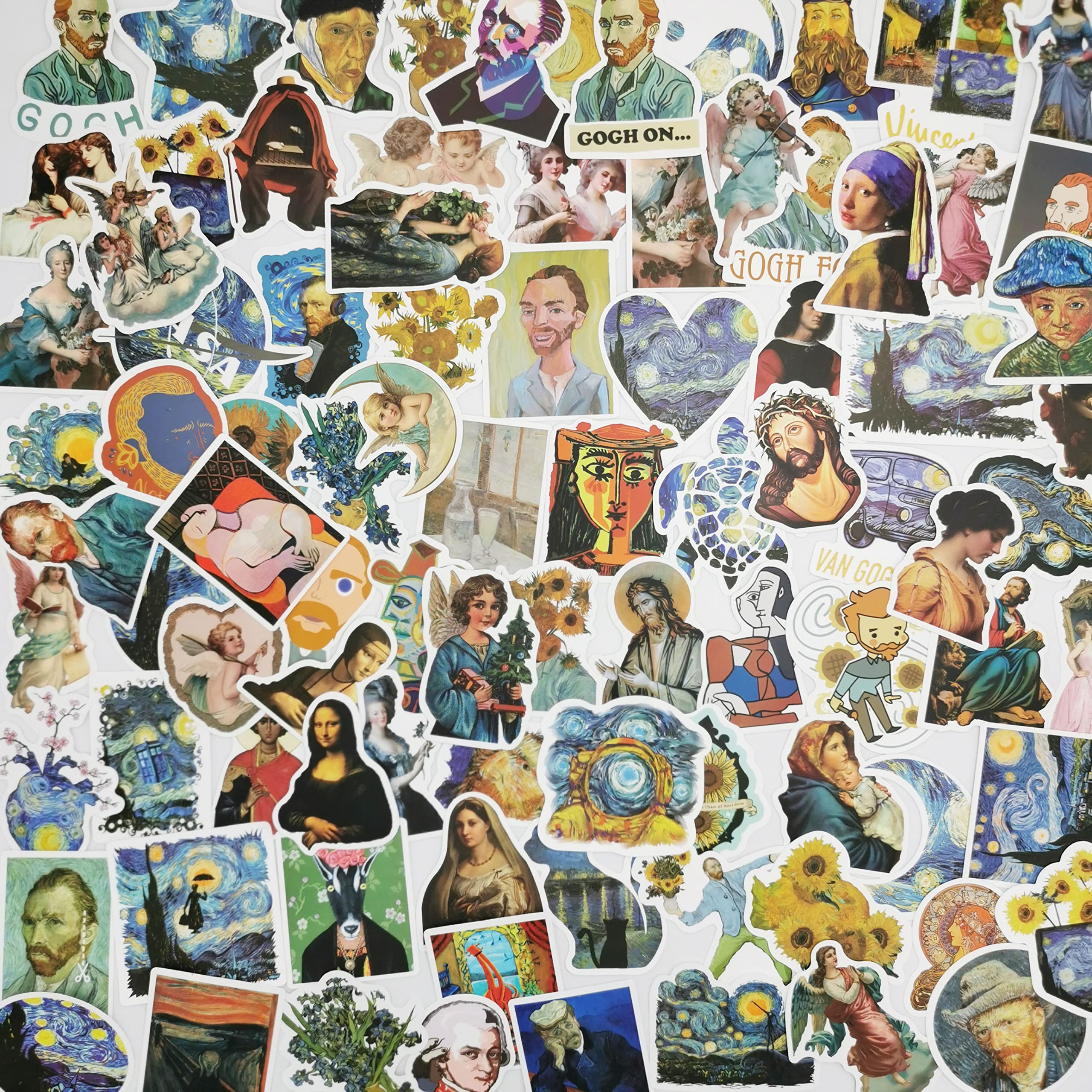 90Pcs Famous Art Painting Stickers Pack,Aesthetic Stickers For Laptop Phone Water Bottles Bike Computer,Waterproof Vinyl Wall Ar
