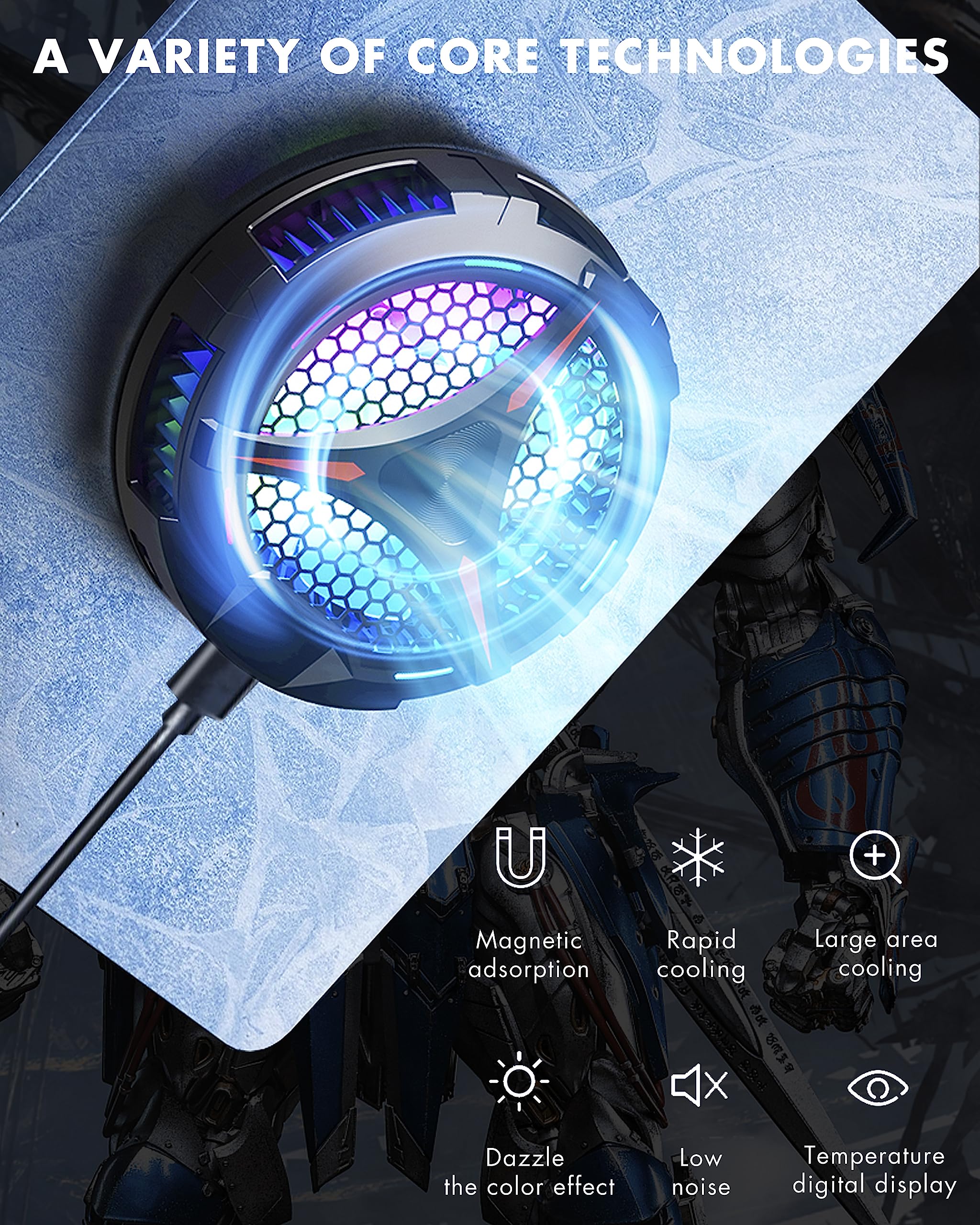 Acedays Ipad Cooler,Magnetic Tablet Cooler For Ipad/Surface Pro/Samsung Tab,Compatible For Steam Deck,Universal Radiator With Te