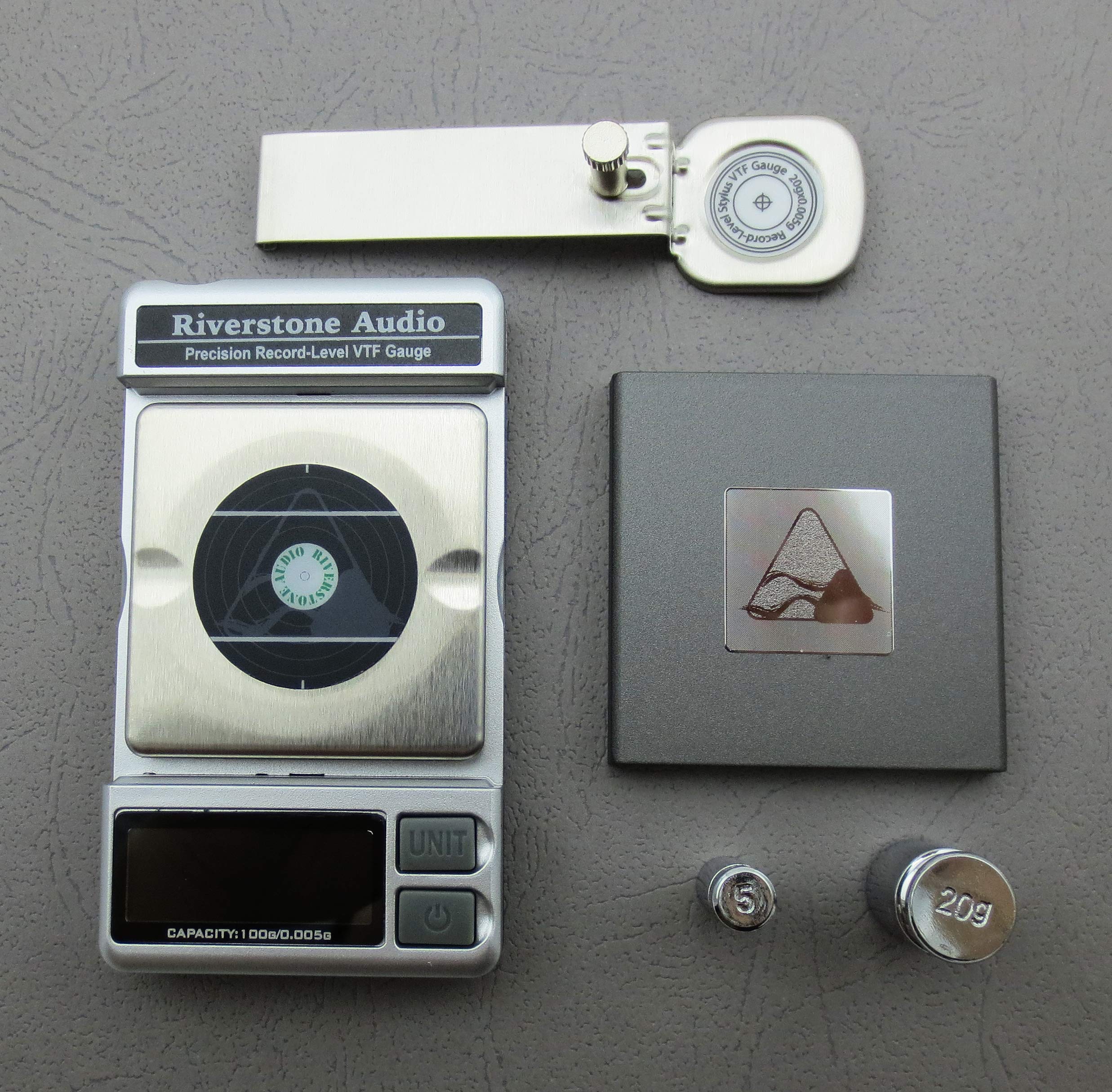 Riverstone Audio Precision Record Level Turntable Stylus Tracking Force Pressure Gauge/Scale 100G, 0.005G Resolution (Silver)