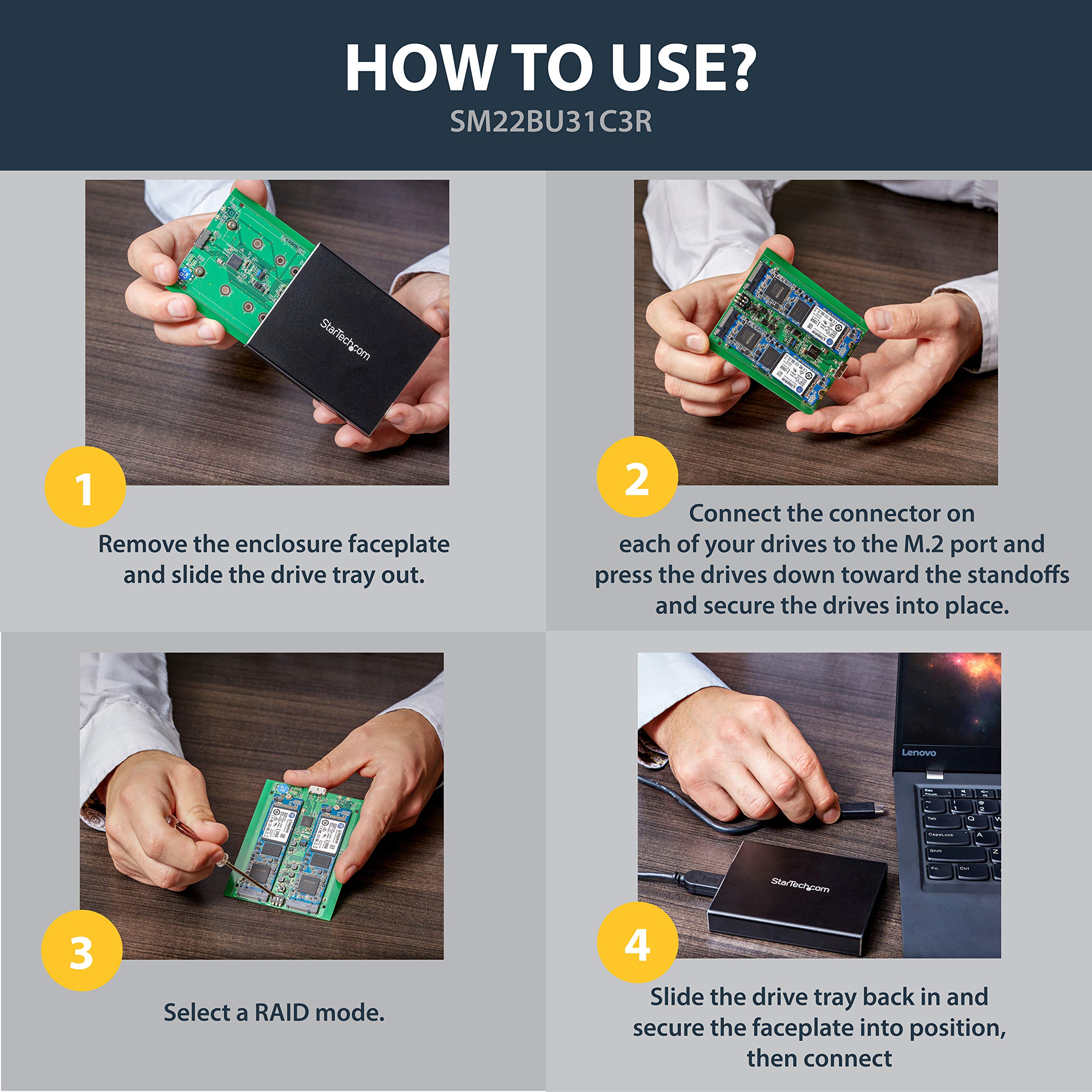 Startech.Com Dual Slot Hard Drive Enclosure For M.2 Sata Ssds   Usb 3.1 (10Gbps)   Aluminum   M.2 To Sata   Raid Drive Enclosure