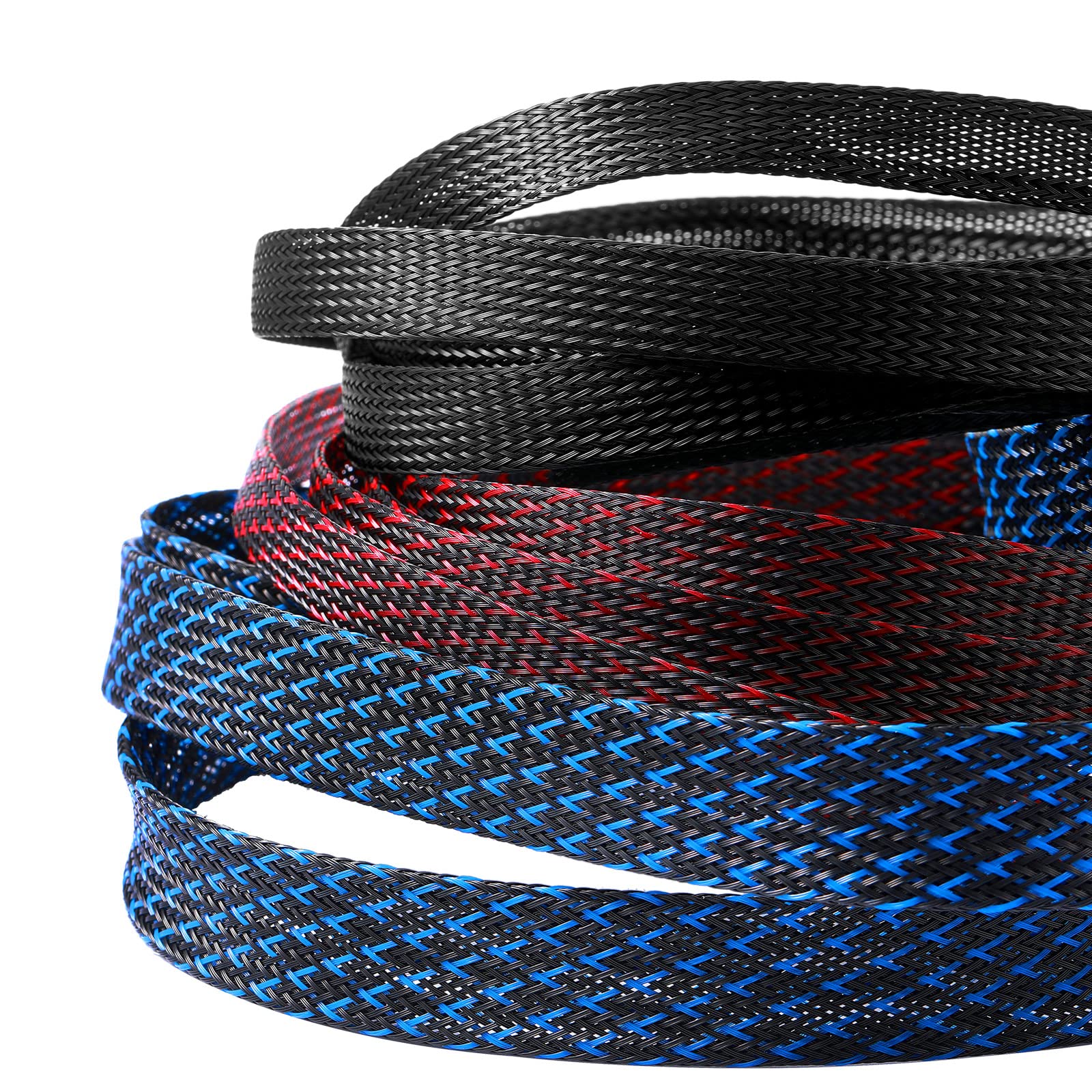 9 Roll 16 Ft Cord Protector Wire Loom Tubing Braided Cable Management Sleeve Pet Expandable Cord Organizer Cable Sleeves With 3