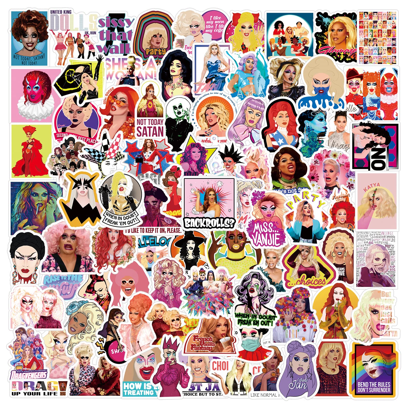 100Pcs Rupaul'S Drag Race Stickers Pack, Funny Reality Show Aesthetic Vinyl Waterproof Stickers For Water Bottles,Laptop,Skatebo