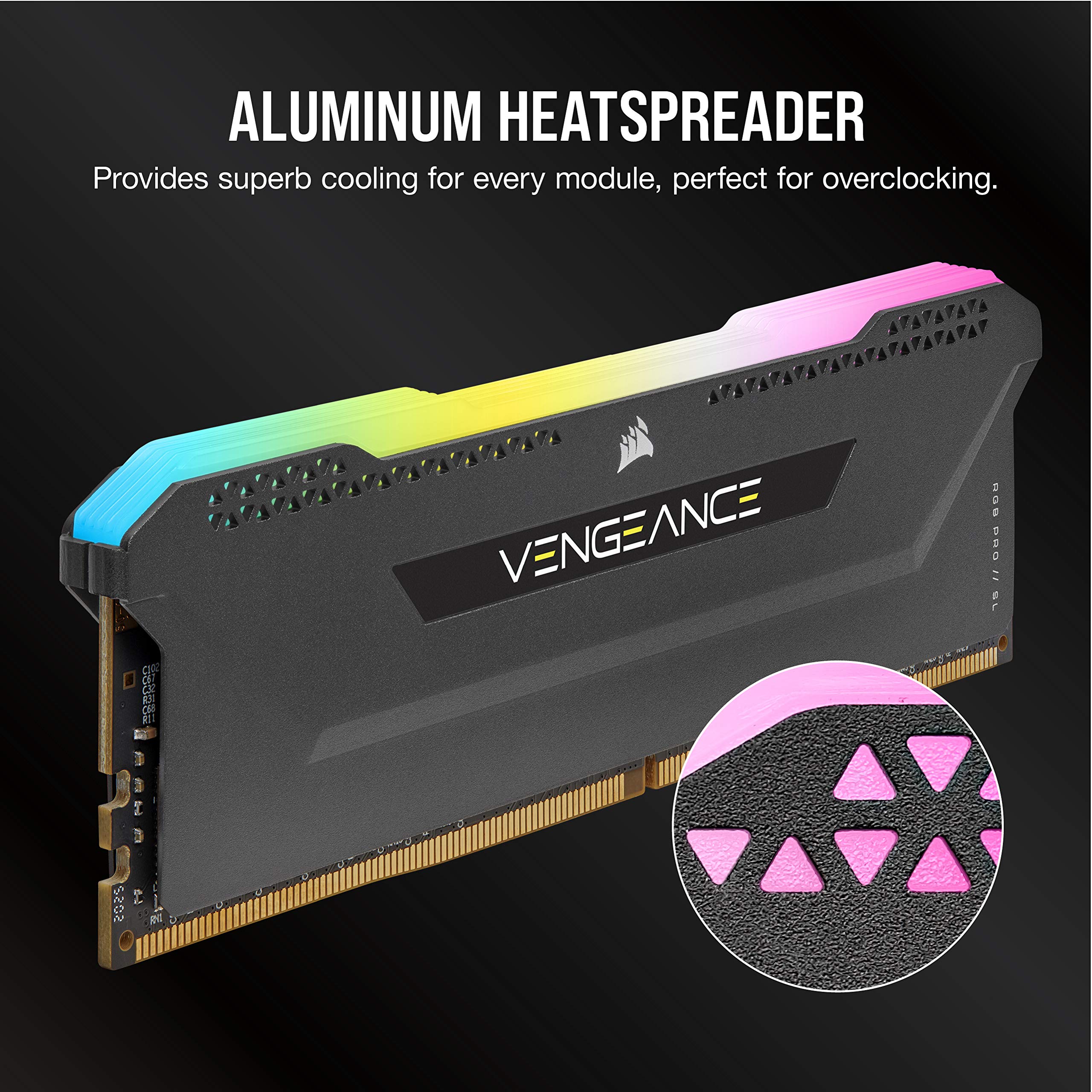 Corsair Vengeance Rgb Pro Sl 32Gb (2X16Gb) Ddr4 3200 (Pc4-25600) C16 1.35V Desktop Memory - Black (Cmh32Gx4M2E3200C16)