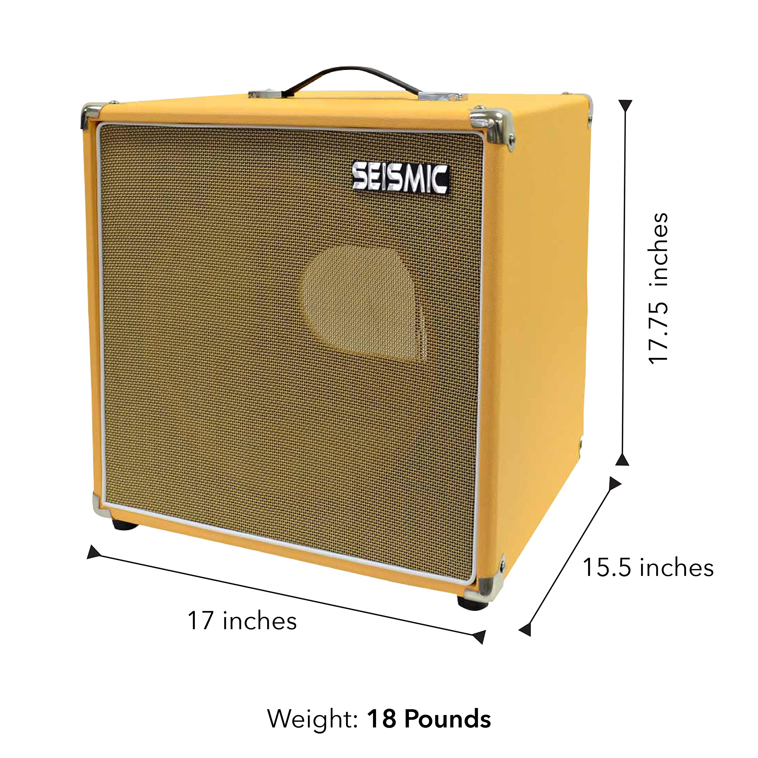 Seismic Audio - 12 Guitar Speaker Cabinet Empty - 7 Ply Birch - 1X12 Cube Cab - Orange Tolex, Wheat Removable Cloth Grill - Fron