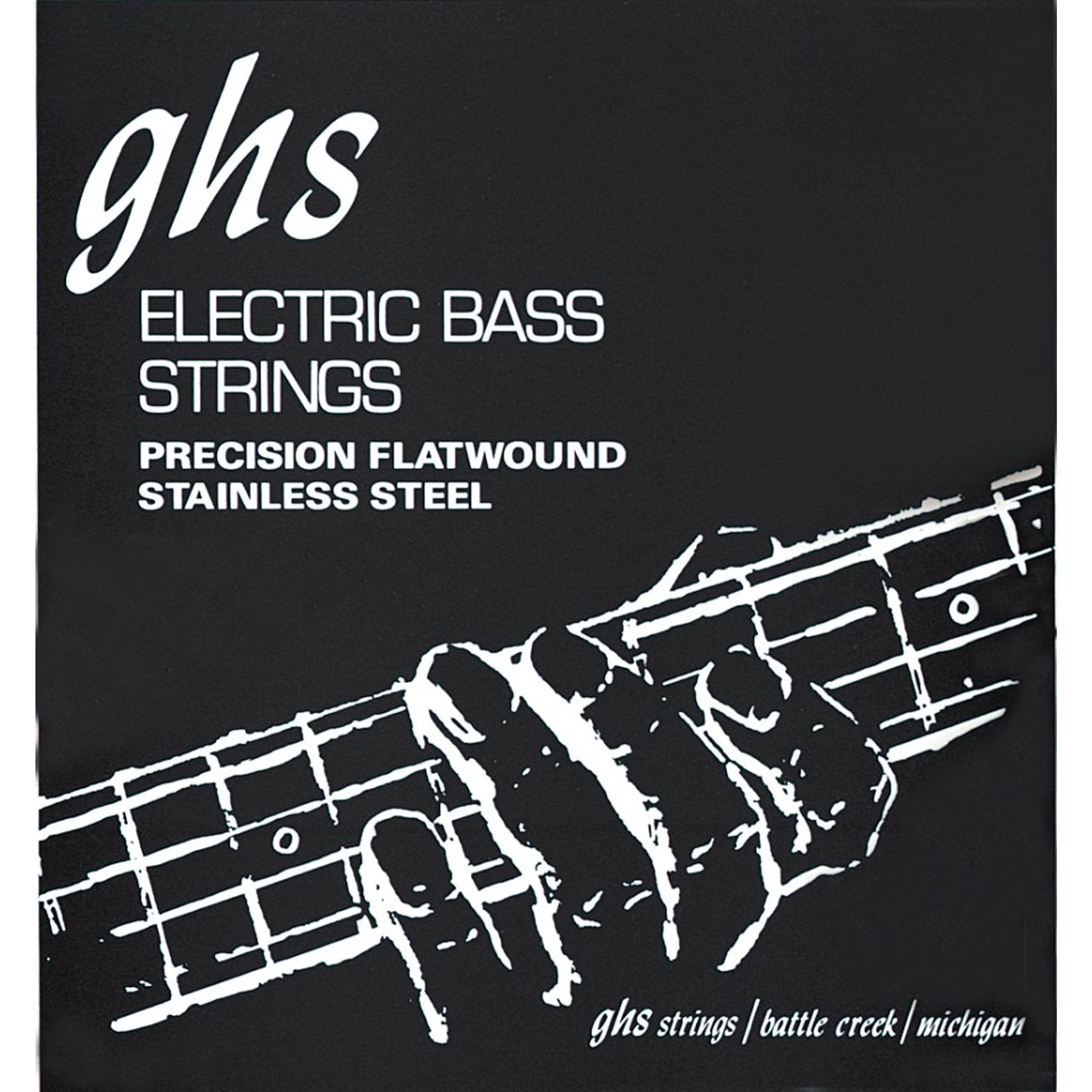 Ghs Strings M3050 4 String Precision Flatwound, Stainless Steel Flat Wound Bass Strings, Long Scale Plus (.045 .105)