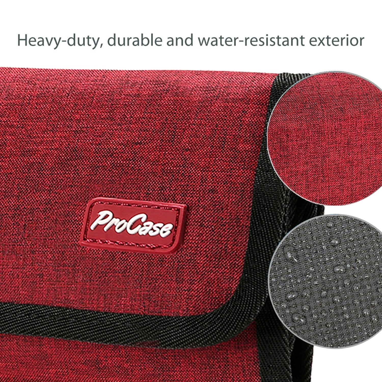 Procase Electronic Organizer Cord Pouch, Travel Cable Charger Phone Accessories Bag Organizer Roll Up Tech Carrying Case For Usb Cables Sd Memory Cards Earphone Flash Hard Drive  Red