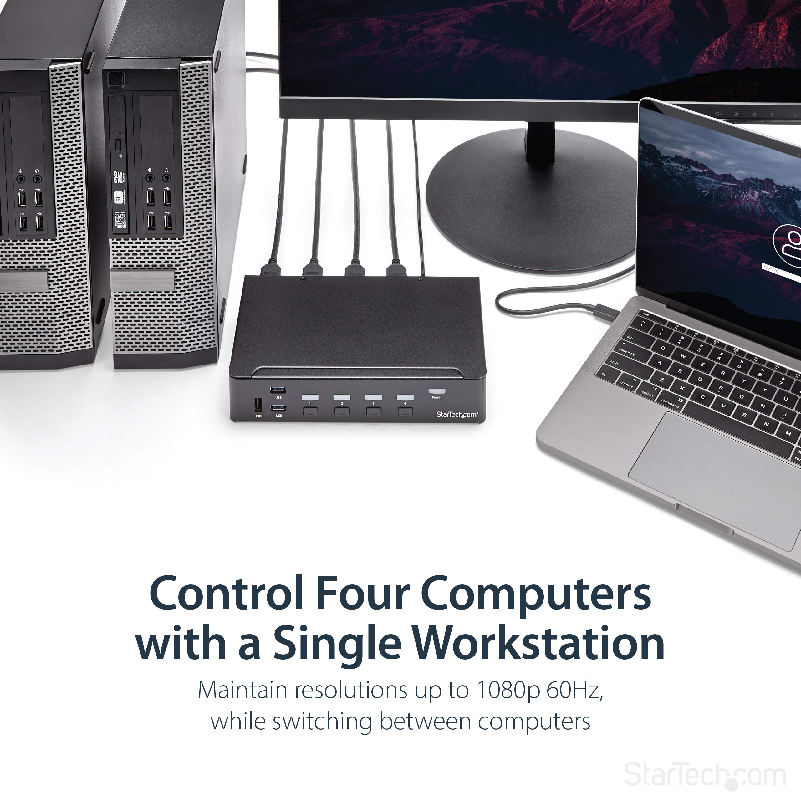 Startech.Com 4 Port Hdmi Kvm   Hdmi Kvm Switch   1080P   Usb 3.0 & Audio Support   Kvm Video Switch (Sv431Hdu3A2)