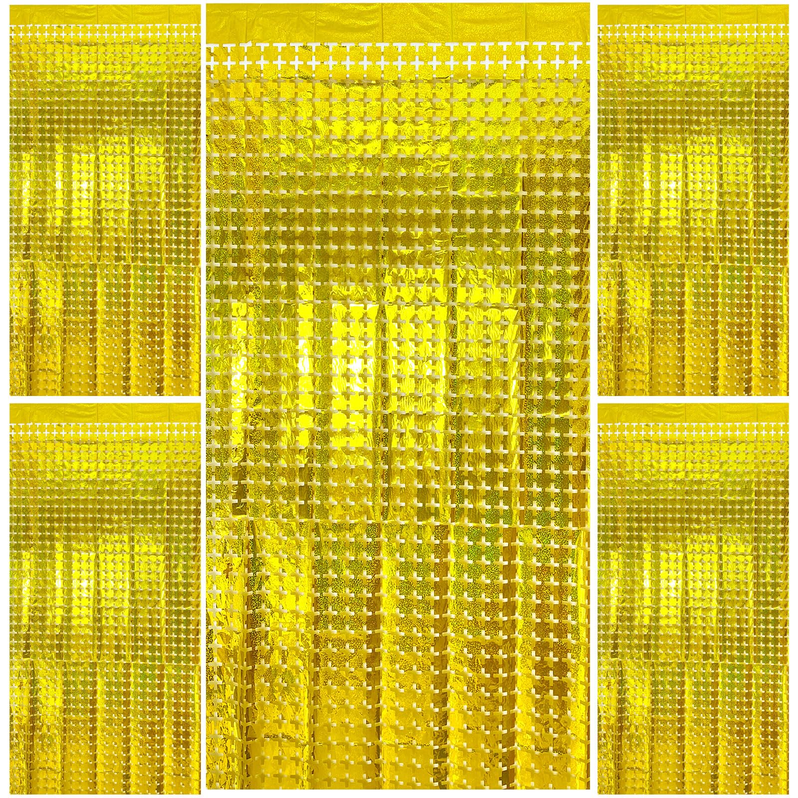 Square Tinsel Curtain Party Backdrop   5Pcs Glitter Foil Fringe Curtain Party Decor Gold Photo Booth Backdrop Streamers For New